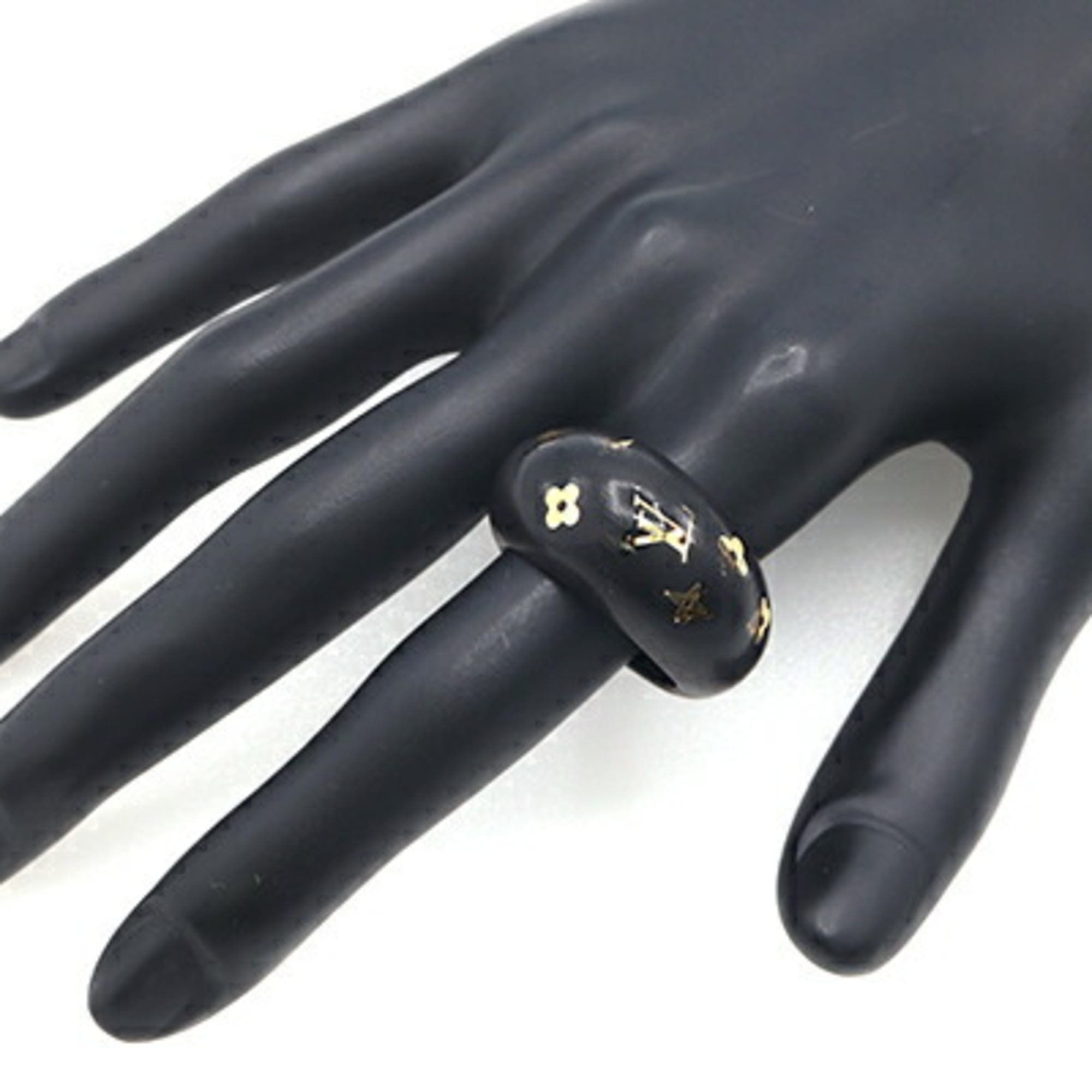 Louis Vuitton Gold Dark Brown Brass Wood Band Ring (Pre-Owned)