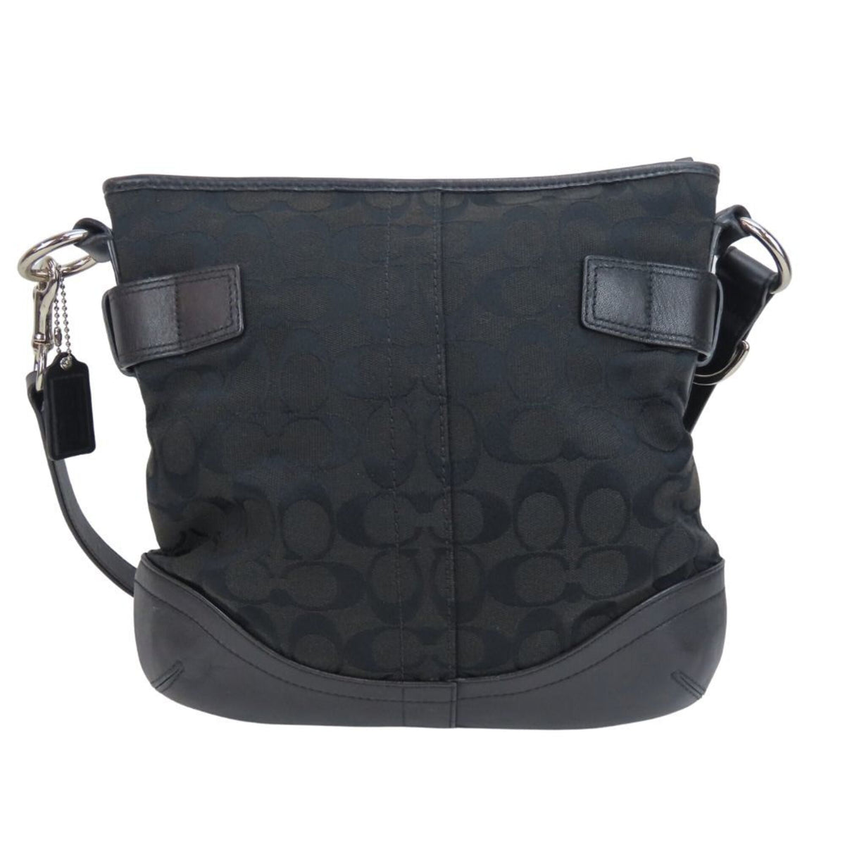 Coach Black Canvas Leather Shoulder Bag (Pre-Owned)