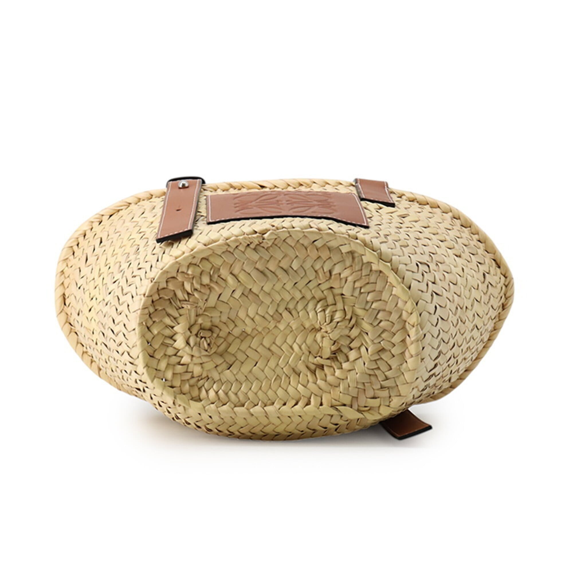 Loewe Brown Raffia Leather Basket Handbag (Pre-Owned)