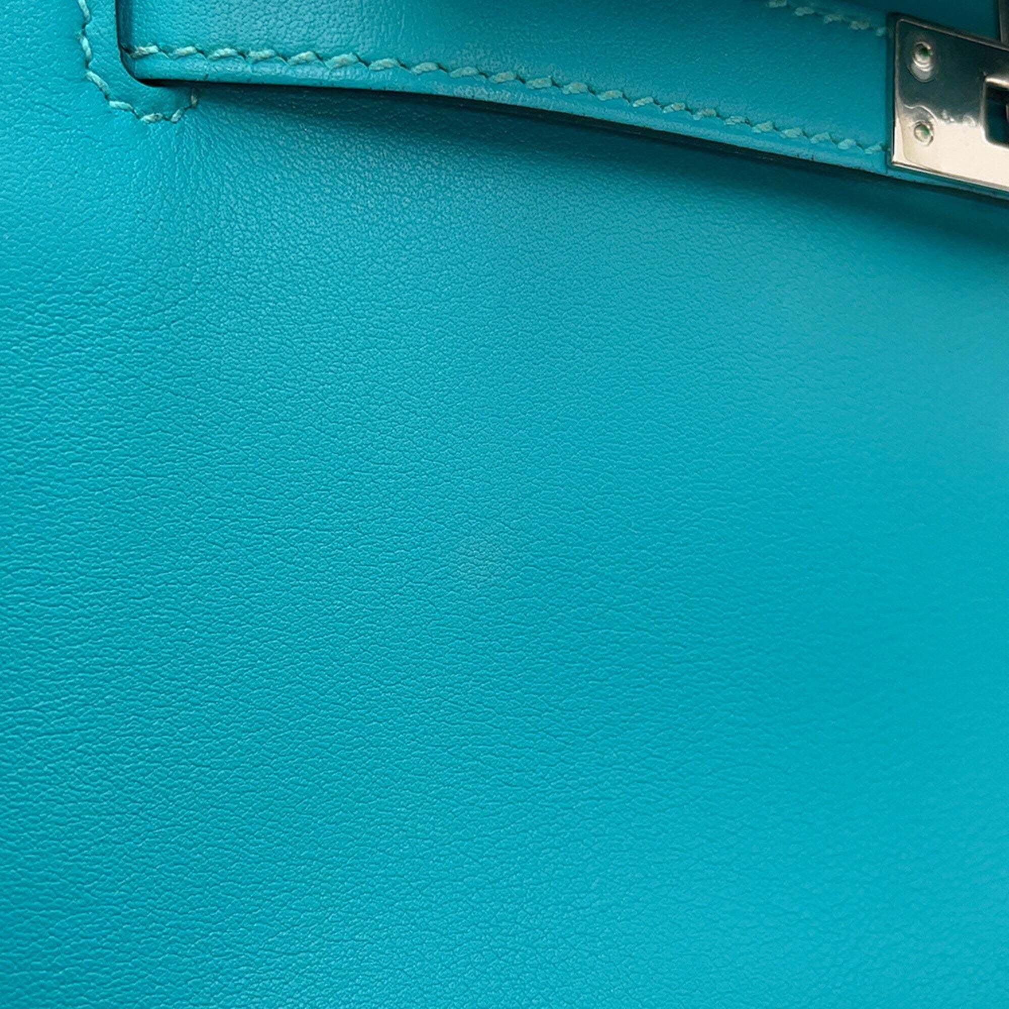 Hermes Blue Paon Swift Leather Handbag Pochette (Pre-Owned)