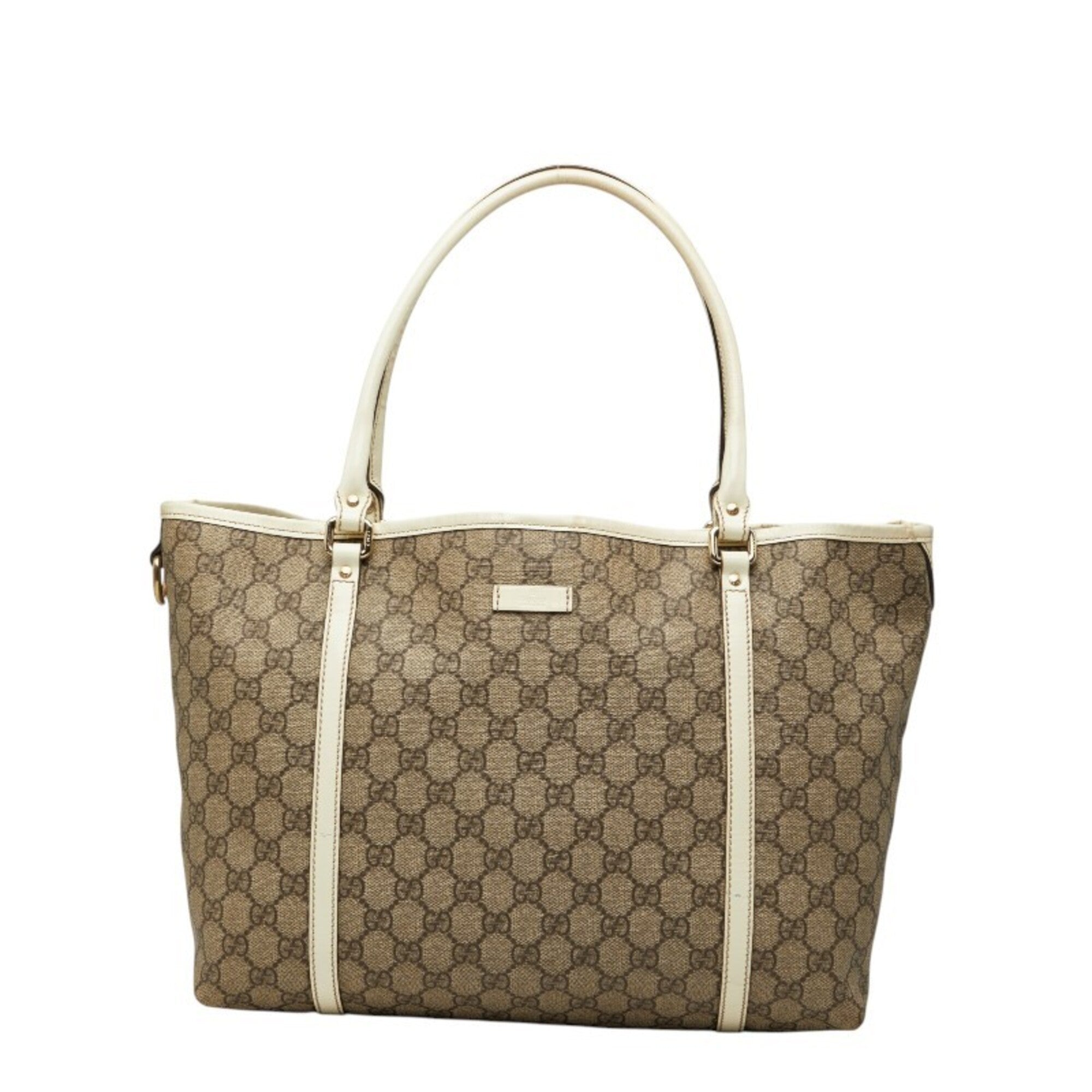Gucci Beige White Pvc Patent Leather Tote Bag (Pre-Owned)