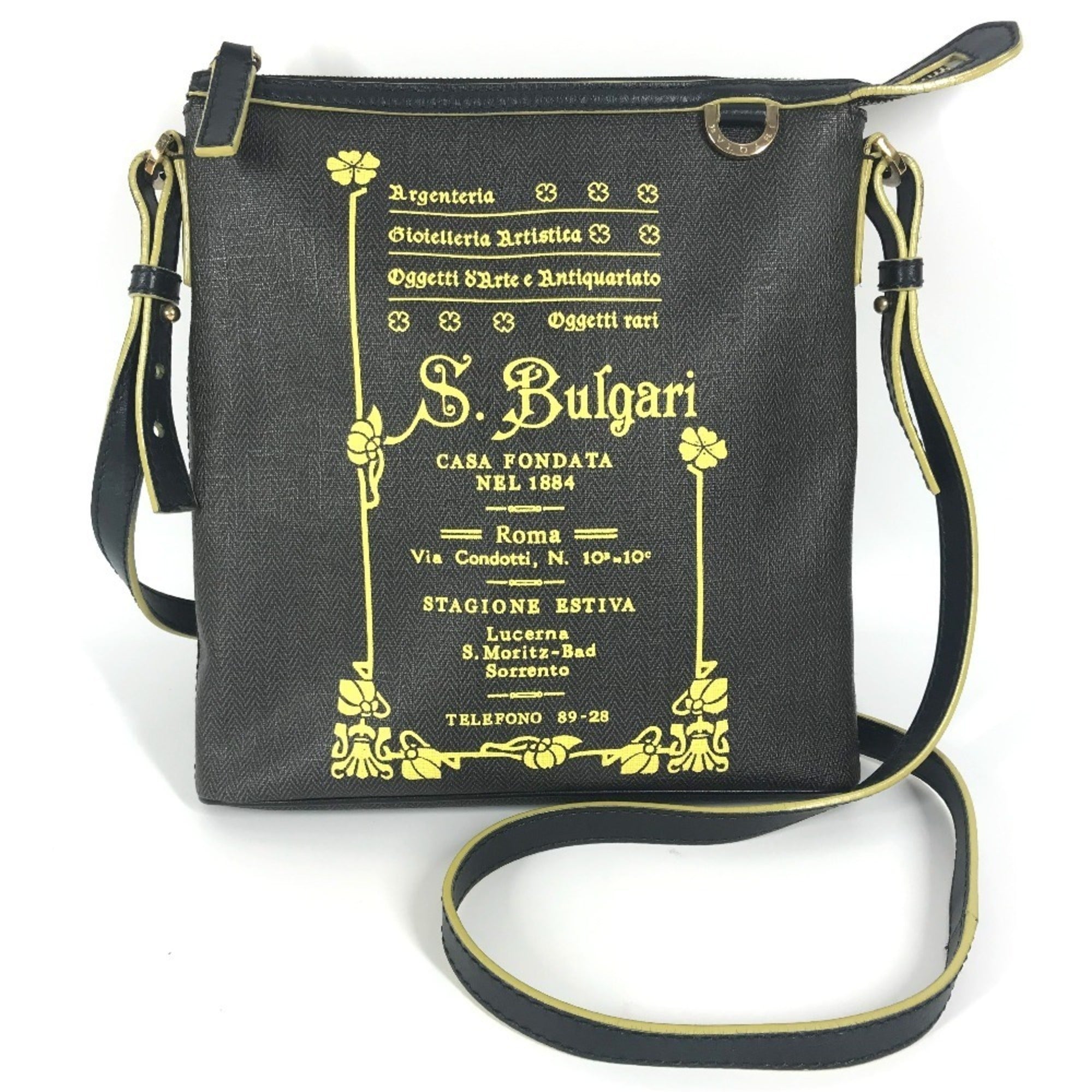 Bvlgari Gray Yellow Pvc Leather Pochette Shoulder Bag (Pre-Owned)