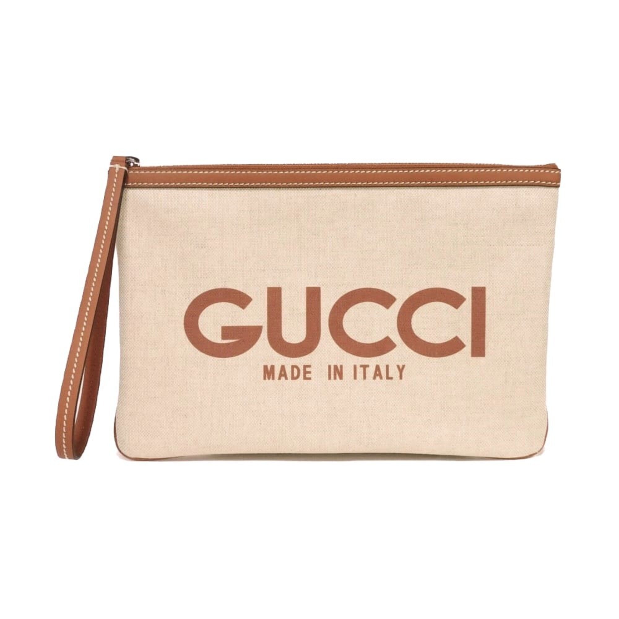 Gucci Beige Linen Clutch Bag Pouch (Pre-Owned)