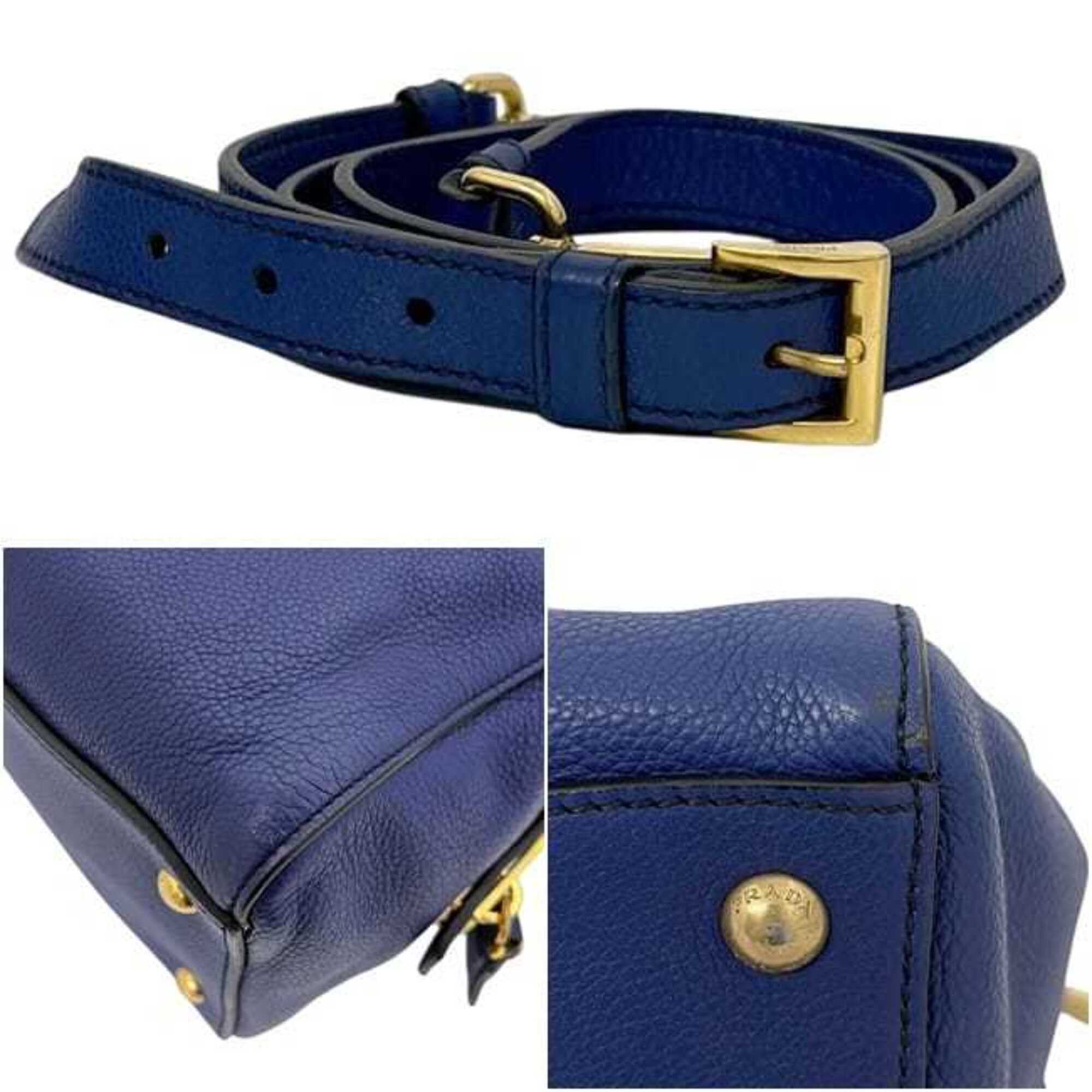 Prada Blue Leather Tote Bag (Pre-Owned)