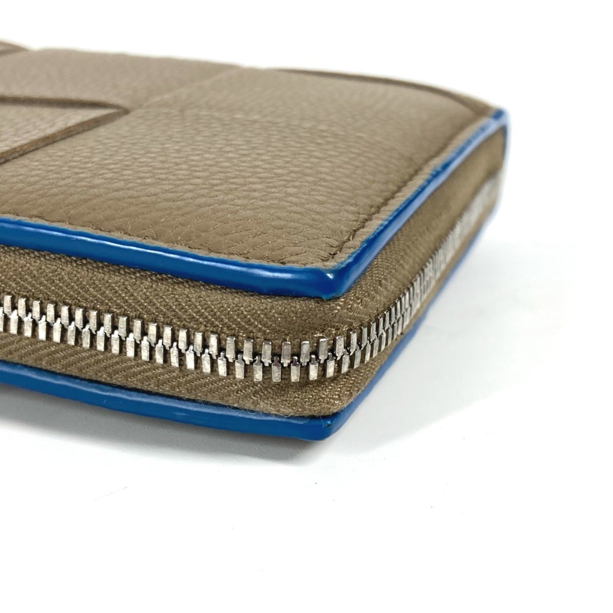 Bottega Veneta Blue Brown Leather Long Wallet (Bi-Fold) (Pre-Owned)