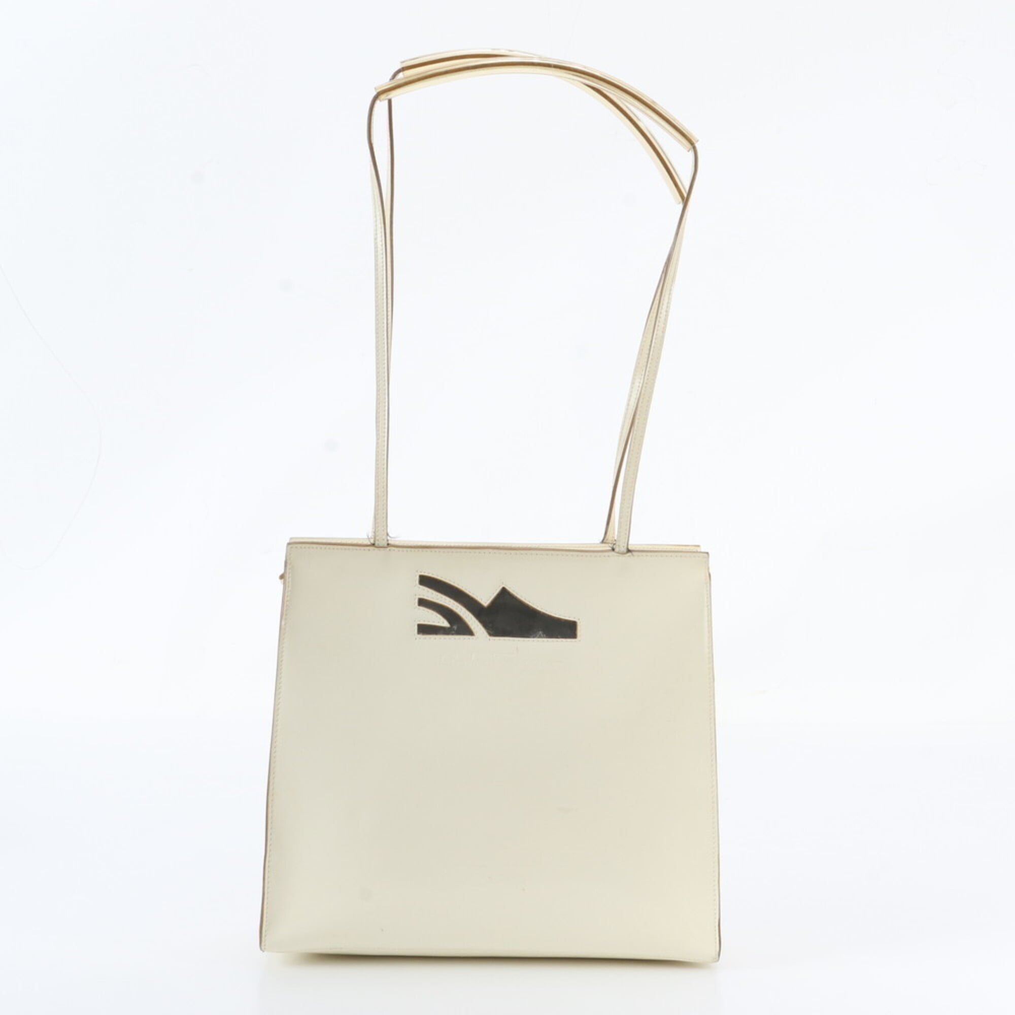Salvatore Ferragamo White Leather Handbag Shoulder Bag Tote Bag (Pre-Owned)