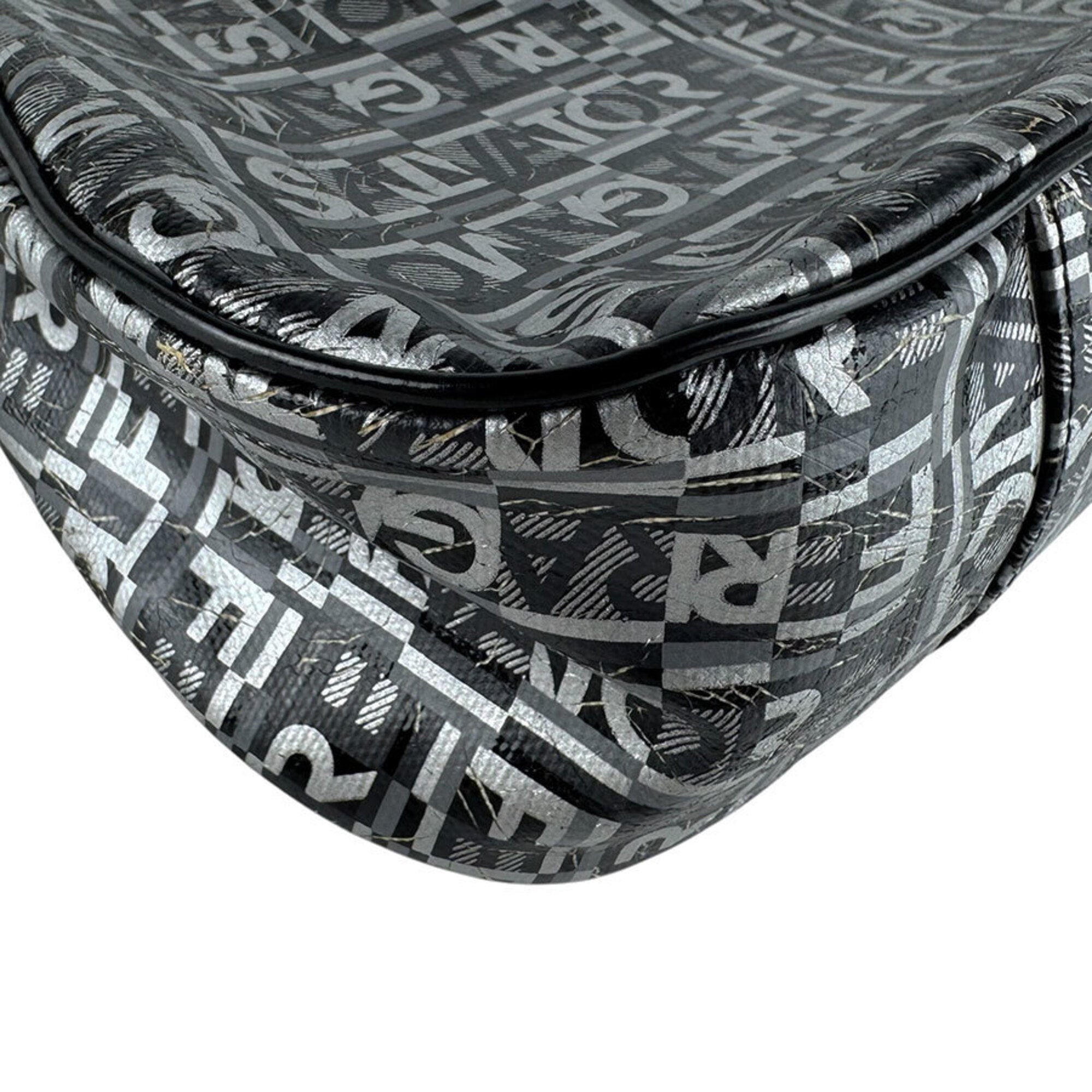 Salvatore Ferragamo Black Coated Canvas Leather Shoulder Bag (Pre-Owned)