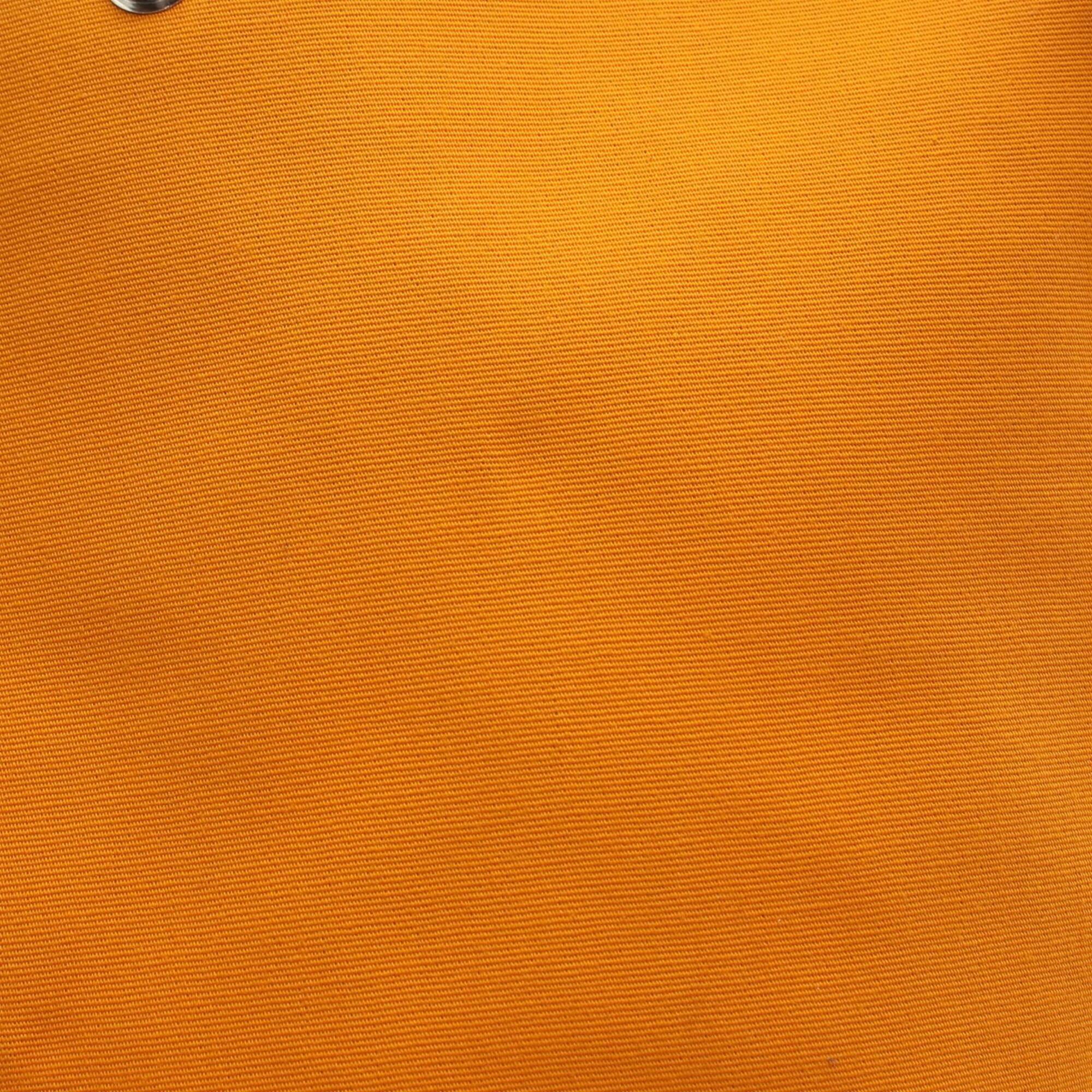 Hermes Blue Indigo Navy Orange Canvas Handbag Tote Bag (Pre-Owned)