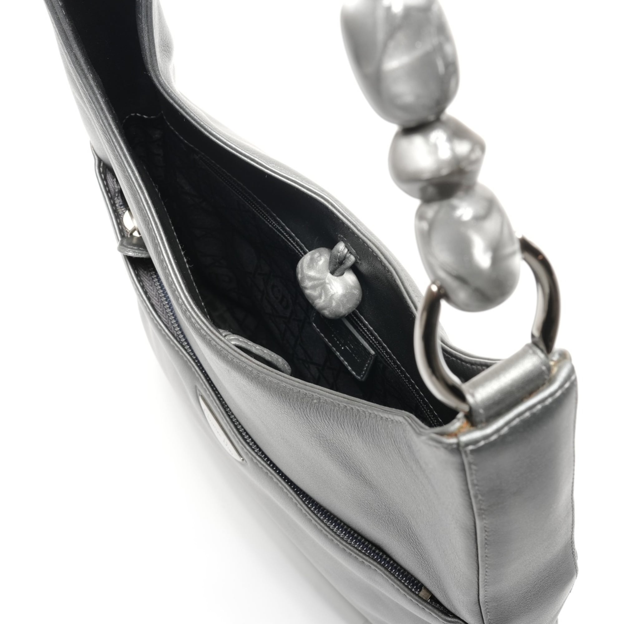 Christian Dior Gray Leather Shoulder Bag (Pre-Owned)