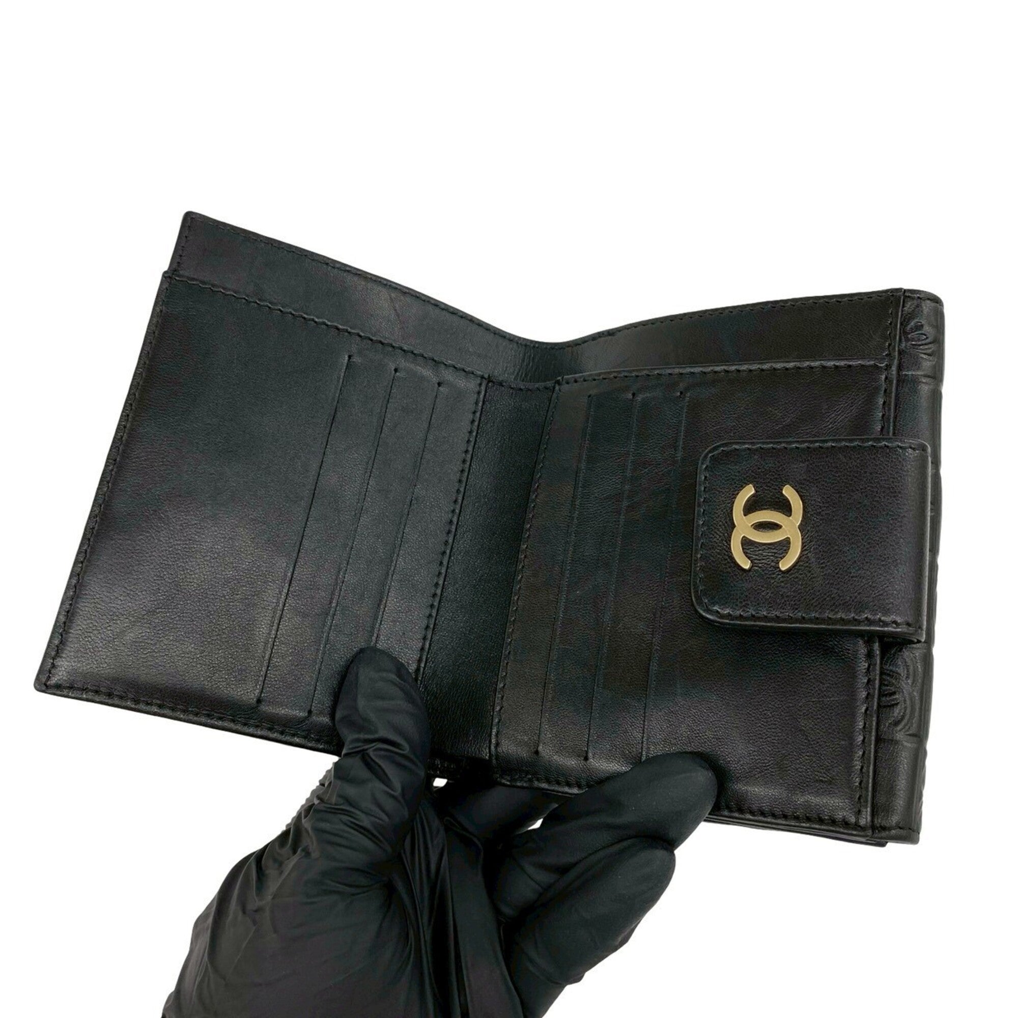 Chanel Black Leather Wallet (Bi-Fold) (Pre-Owned)