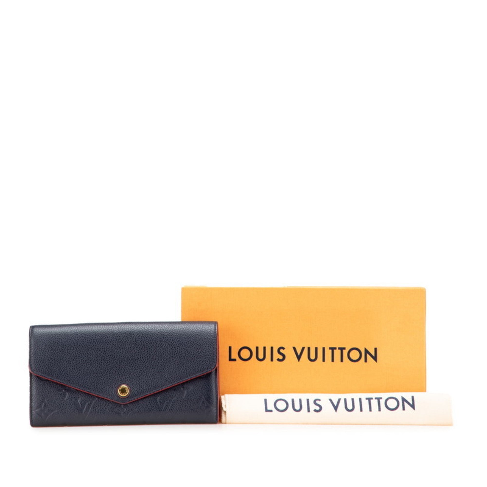 Louis Vuitton Monogram Empreinte Marine Rouge Navy Leather Long Wallet (Bi-Fold) (Pre-Owned)