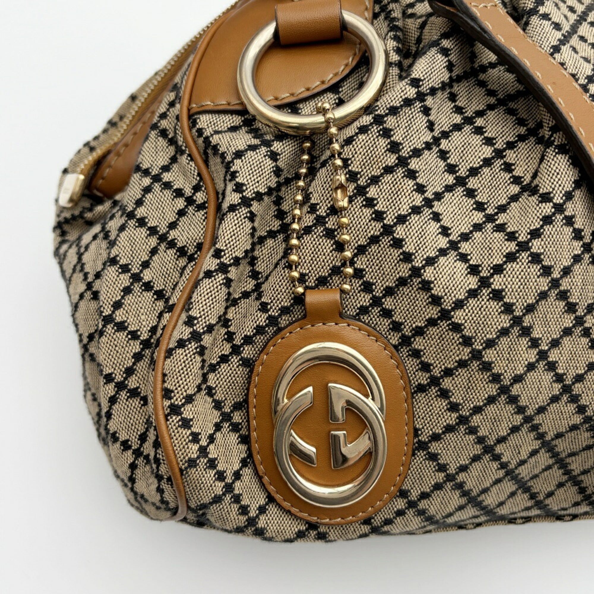 Gucci Brown Canvas Leather Shoulder Bag (Pre-Owned)