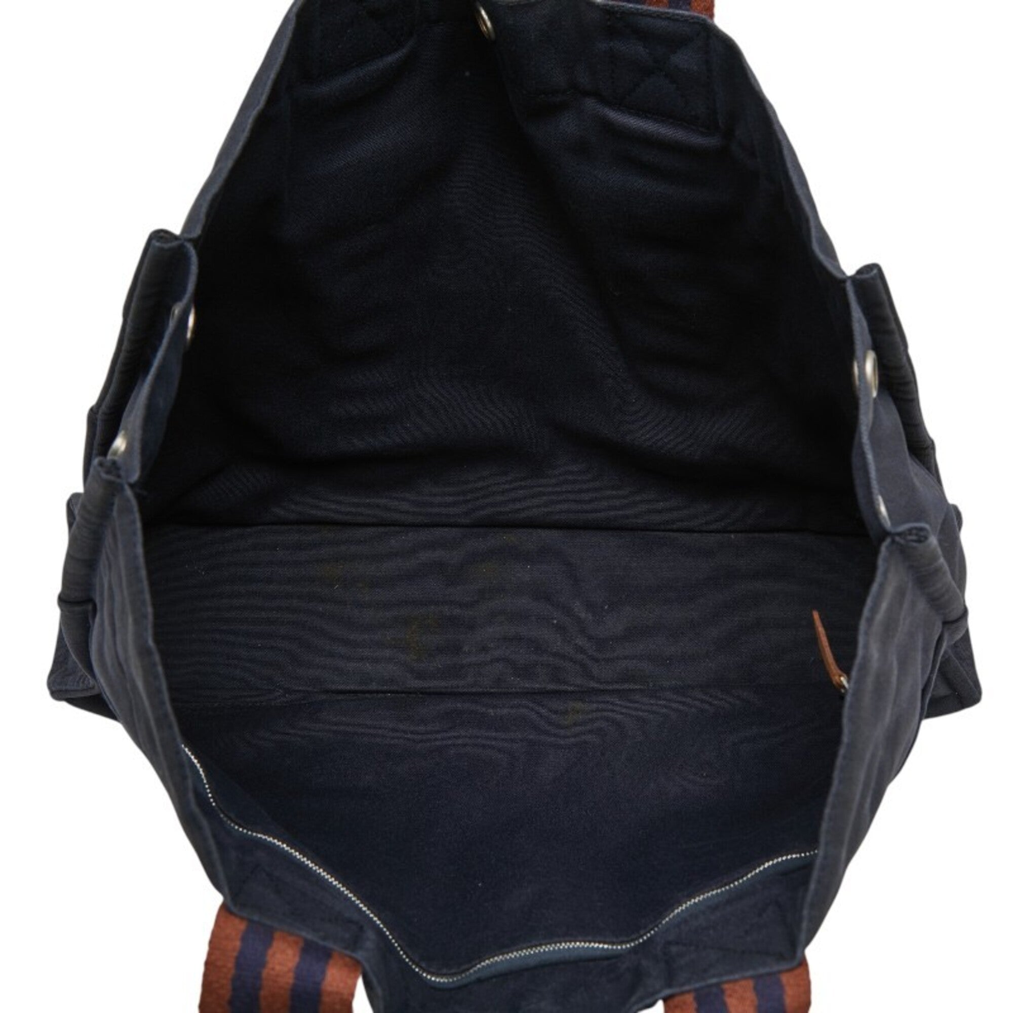 Hermes Brown Navy Cotton Handbag Tote Bag (Pre-Owned)
