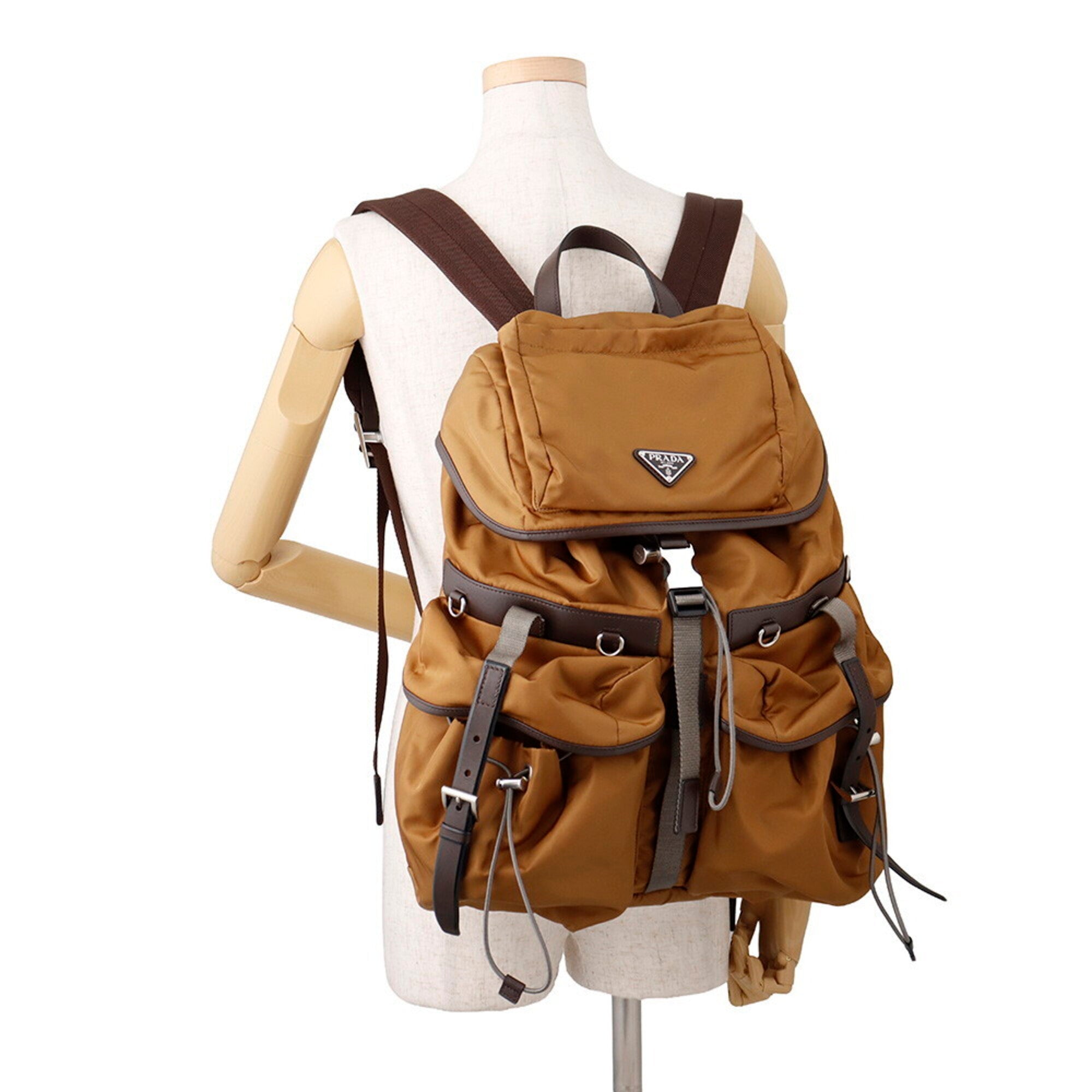 Prada Brown Nylon Leather Backpack (Pre-Owned)