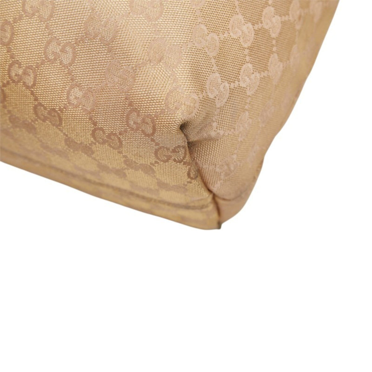 Gucci Beige Gold Canvas Leather Tote Bag (Pre-Owned)