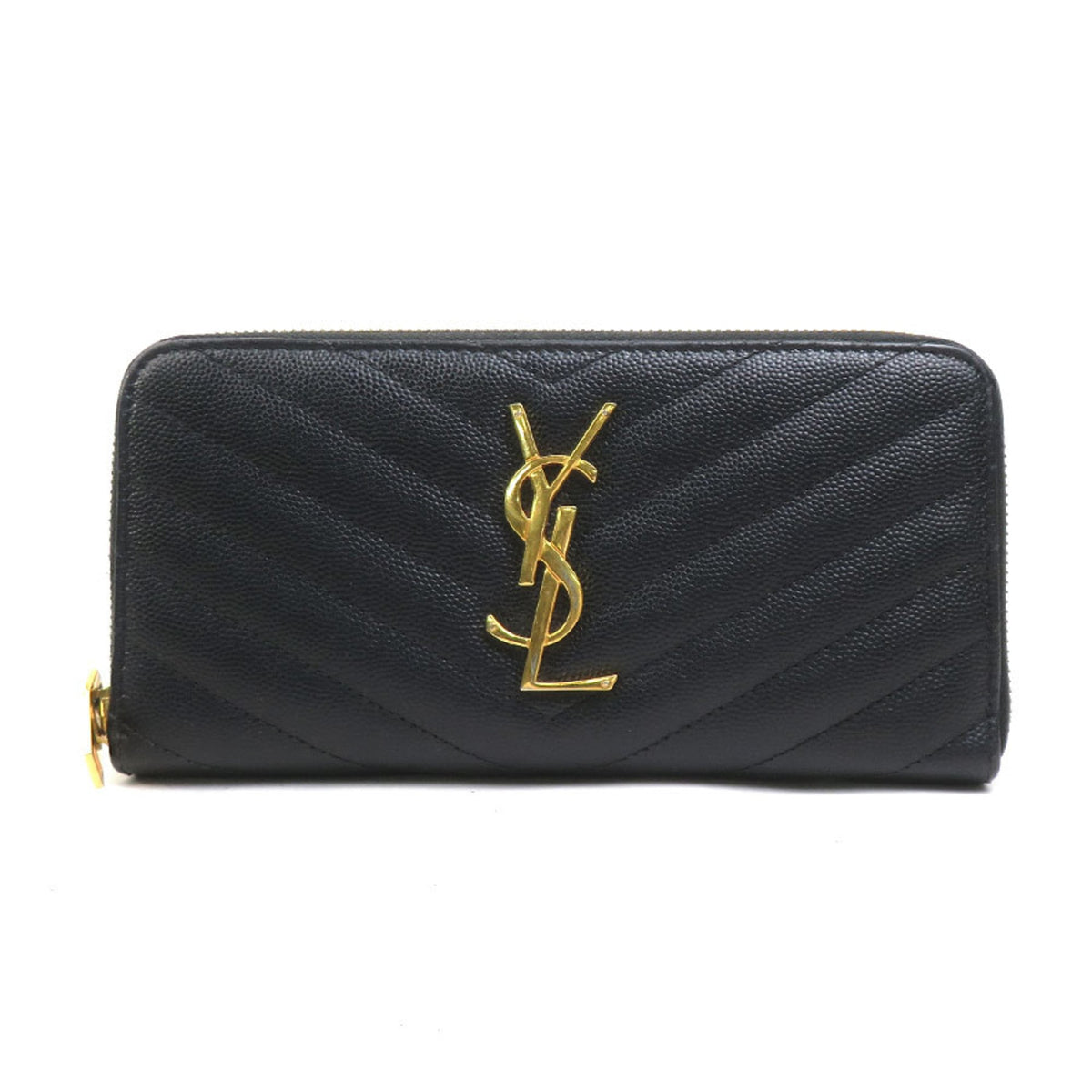 Saint Laurent Black Leather Long Wallet (Bi-Fold) (Pre-Owned)