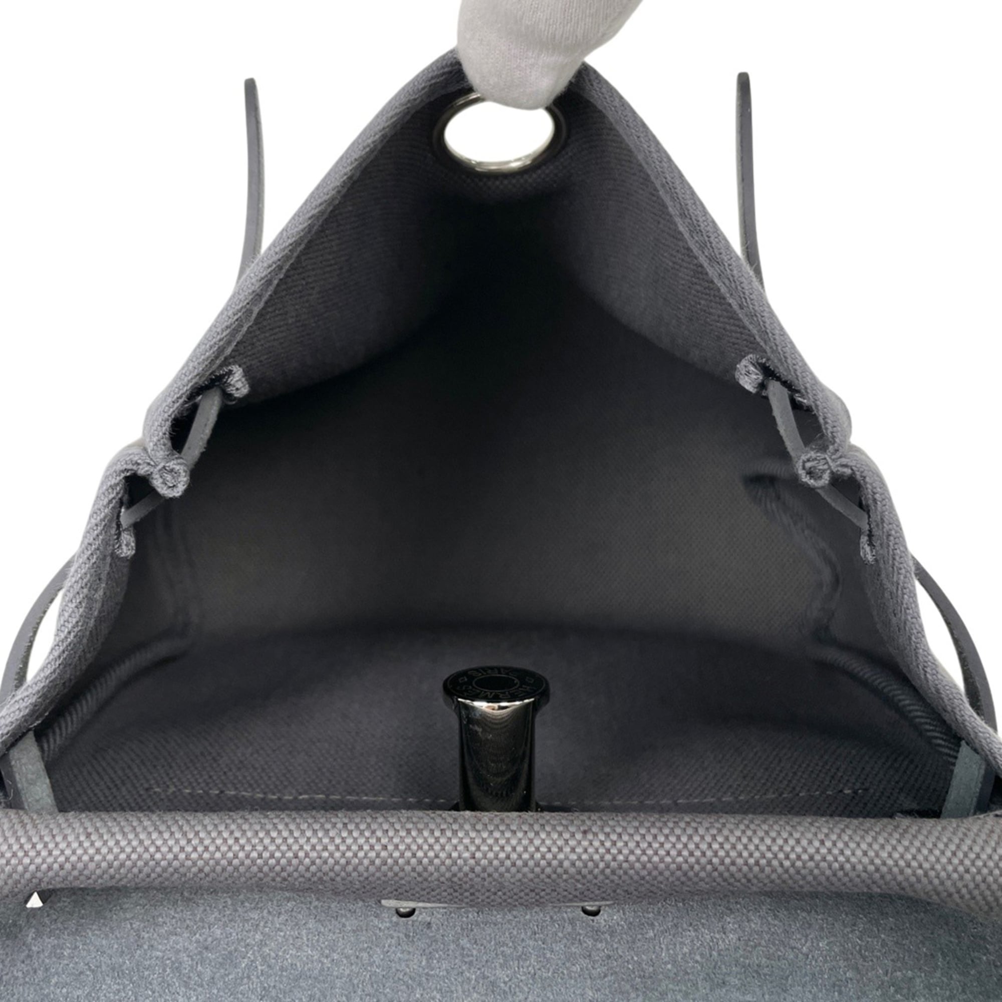 Hermes Gray Canvas Shoulder Bag (Pre-Owned)
