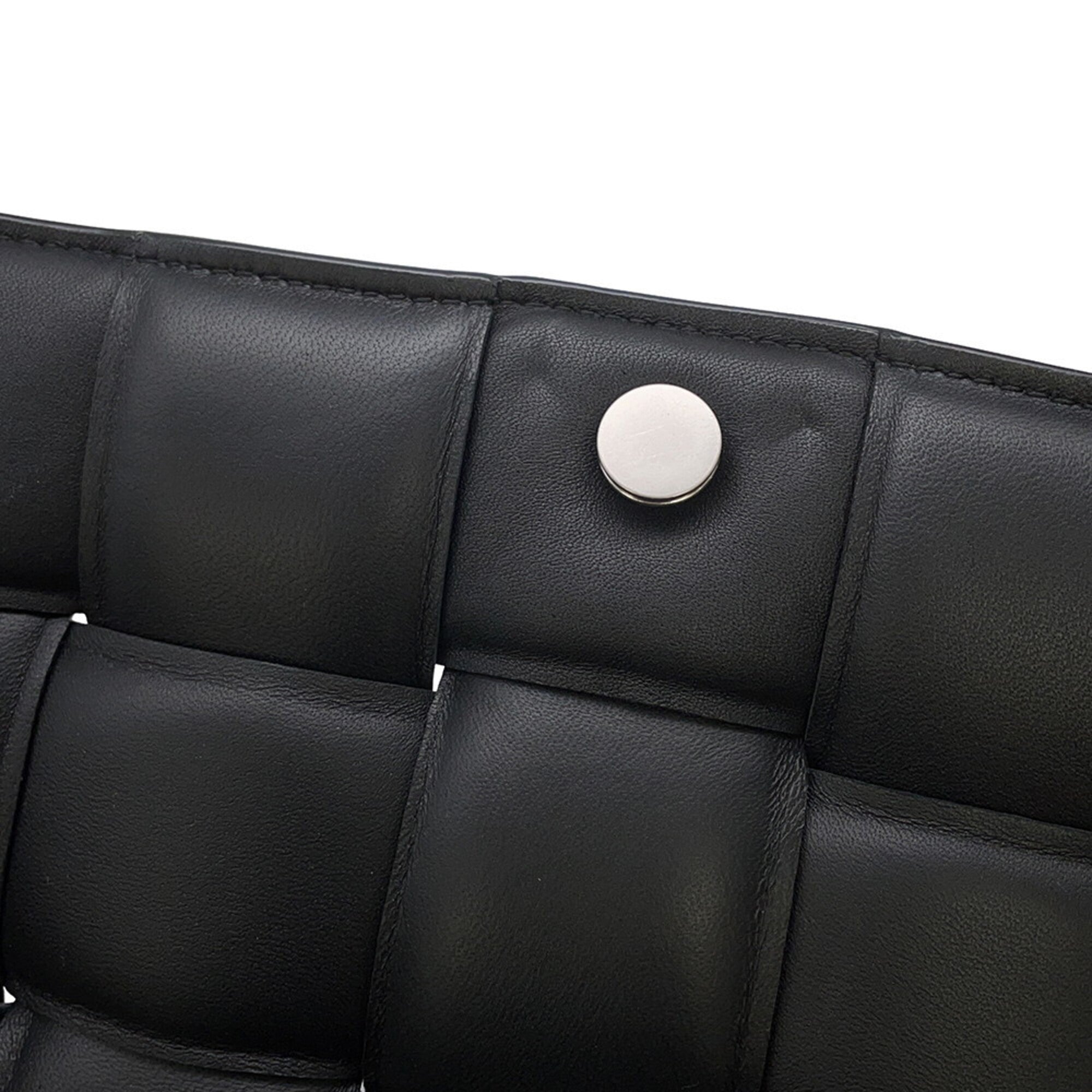 Bottega Veneta Black Leather Handbag Shoulder Bag (Pre-Owned)
