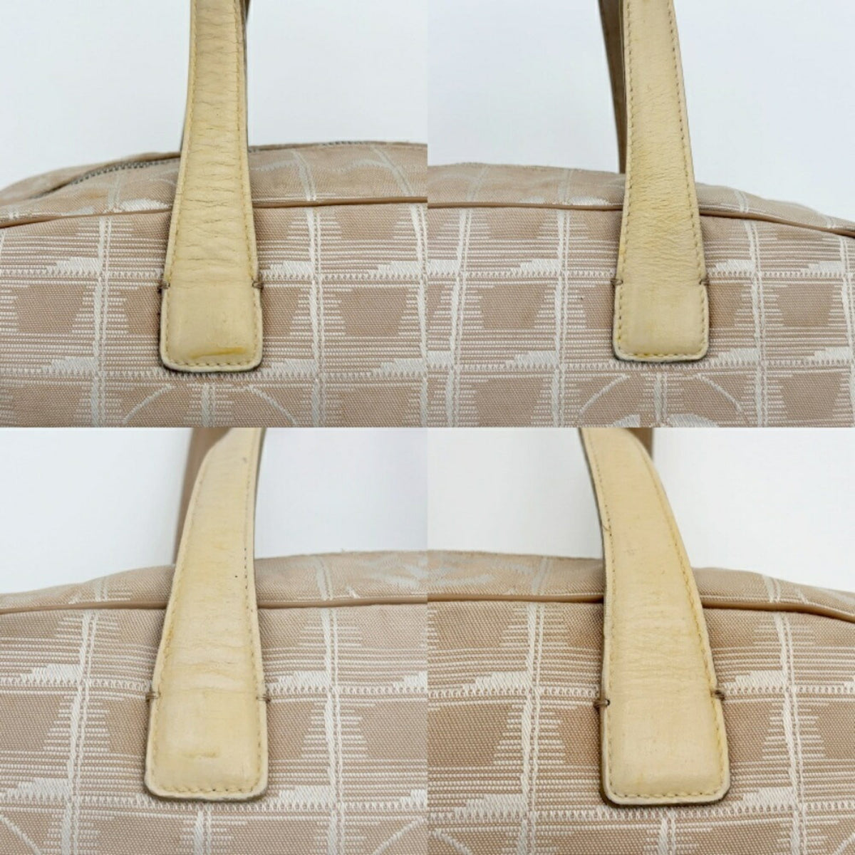 Chanel New Travel Line Beige Nylon Jacquard Leather Boston Bag (Pre-Owned)