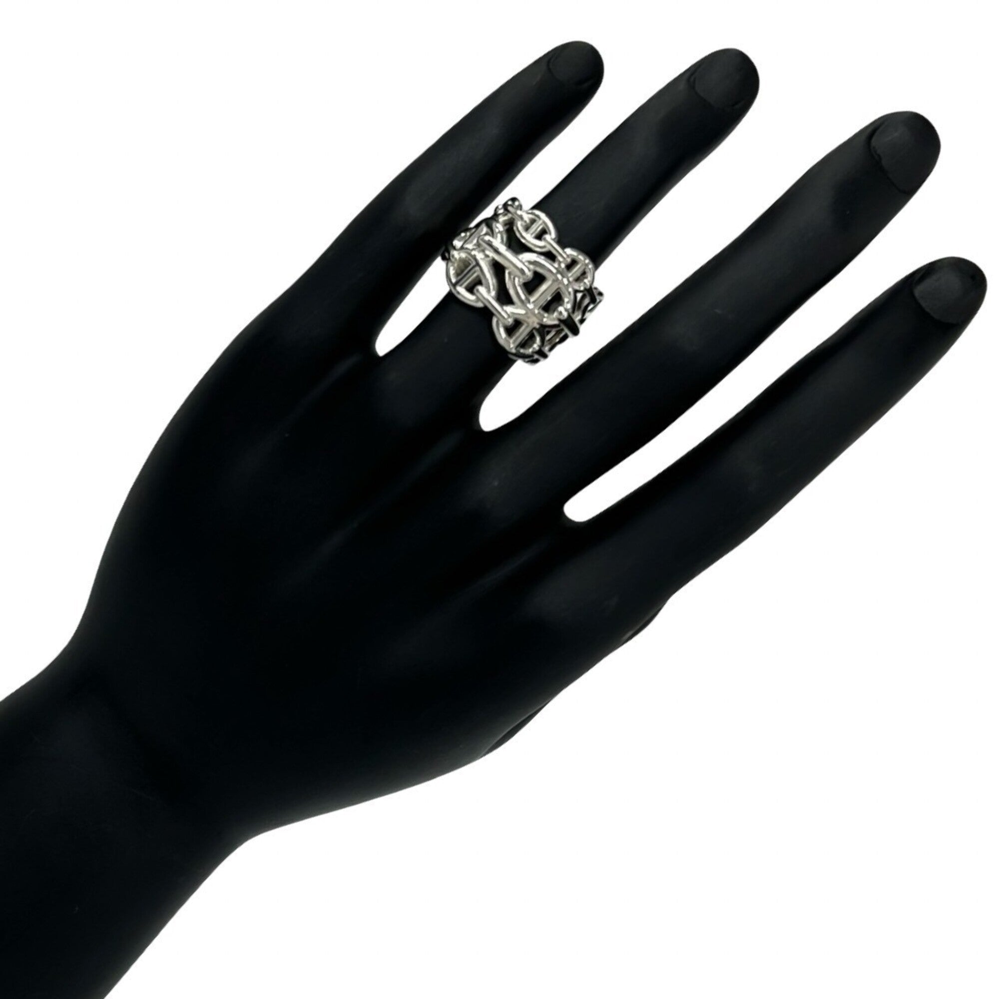 Hermes Silver Silver 925 Band Ring (Pre-Owned)