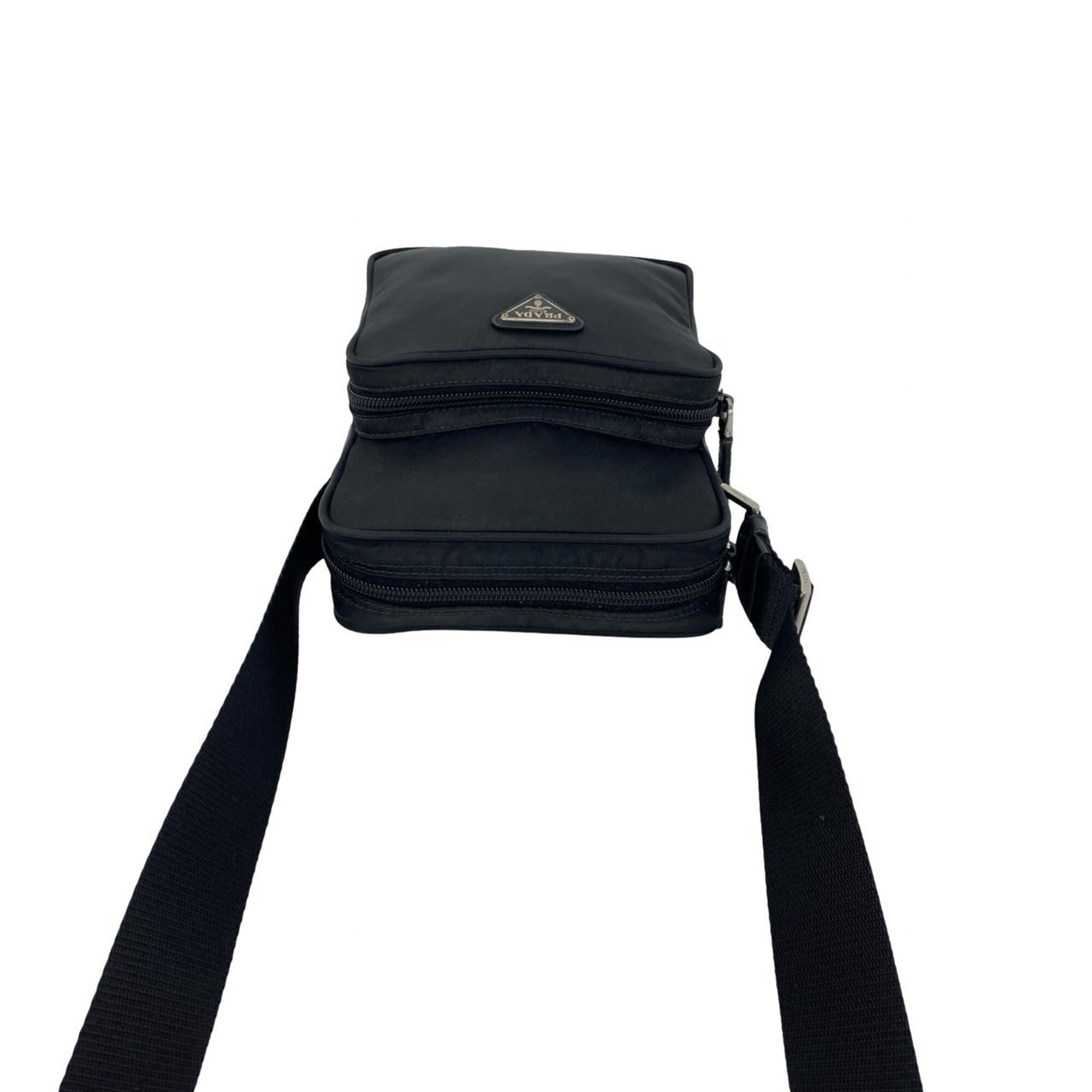 Prada Black Nylon Leather Pochette Shoulder Bag (Pre-Owned)
