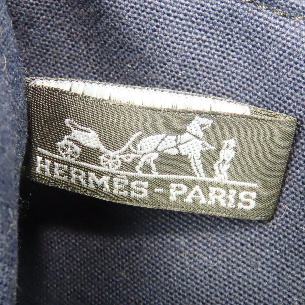 Hermes Black Navy Canvas Tote Bag (Pre-Owned)