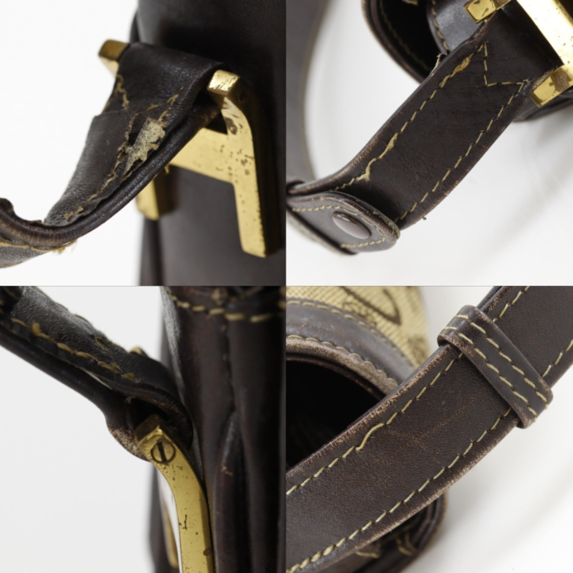 Celine Brown Canvas Shoulder Bag (Pre-Owned)