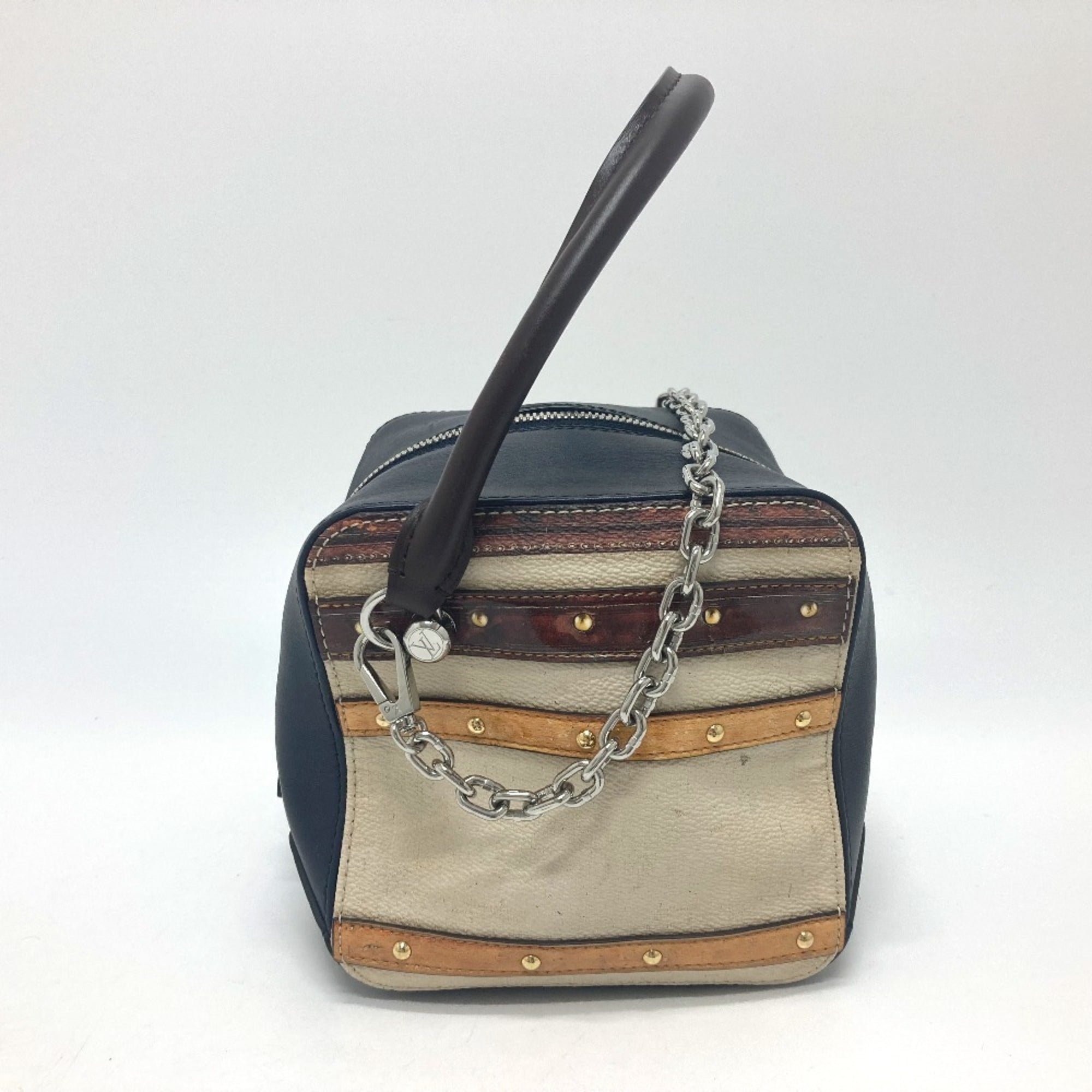 Louis Vuitton Beige Black Leather Handbag (Pre-Owned)