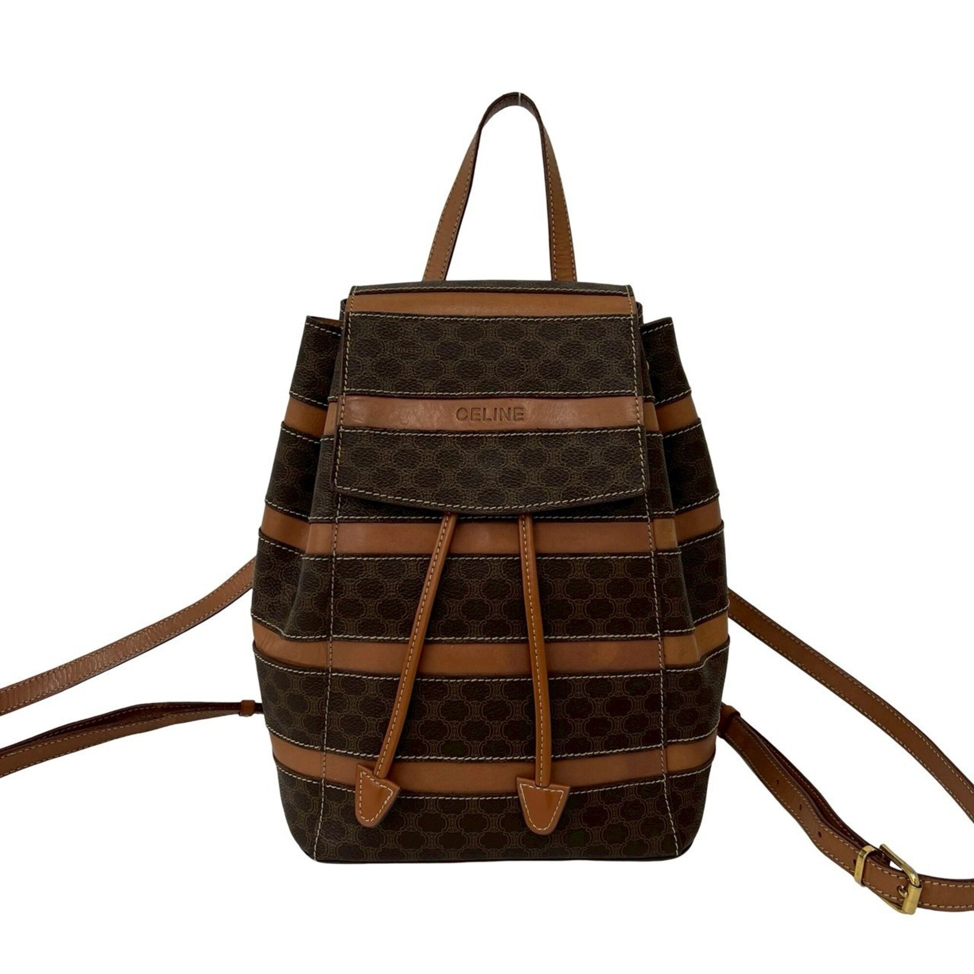 Celine Brown Leather Pvc Backpack (Pre-Owned)