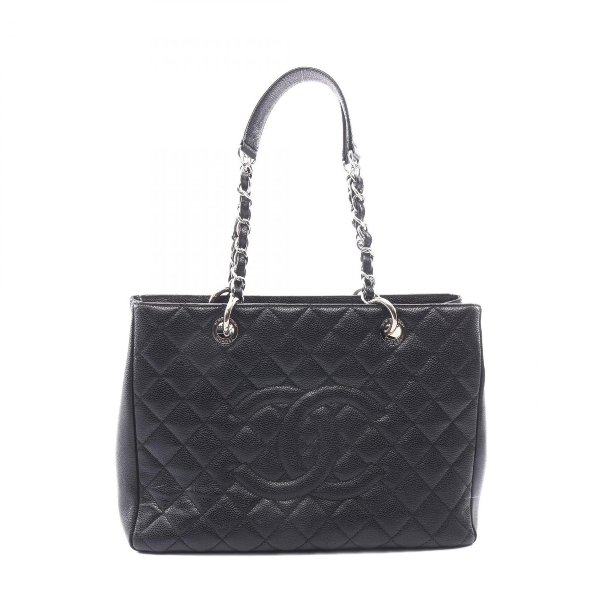 Chanel Black Grained Calfskin Handbag Tote Bag (Pre-Owned)