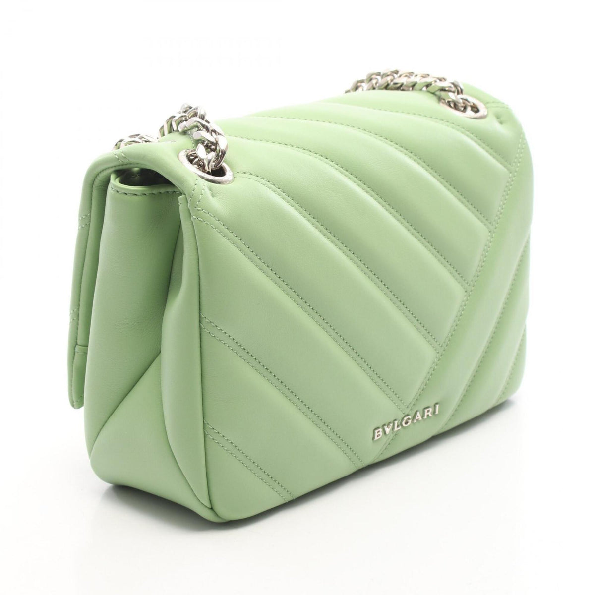 Bvlgari Green Leather Handbag Shoulder Bag (Pre-Owned)