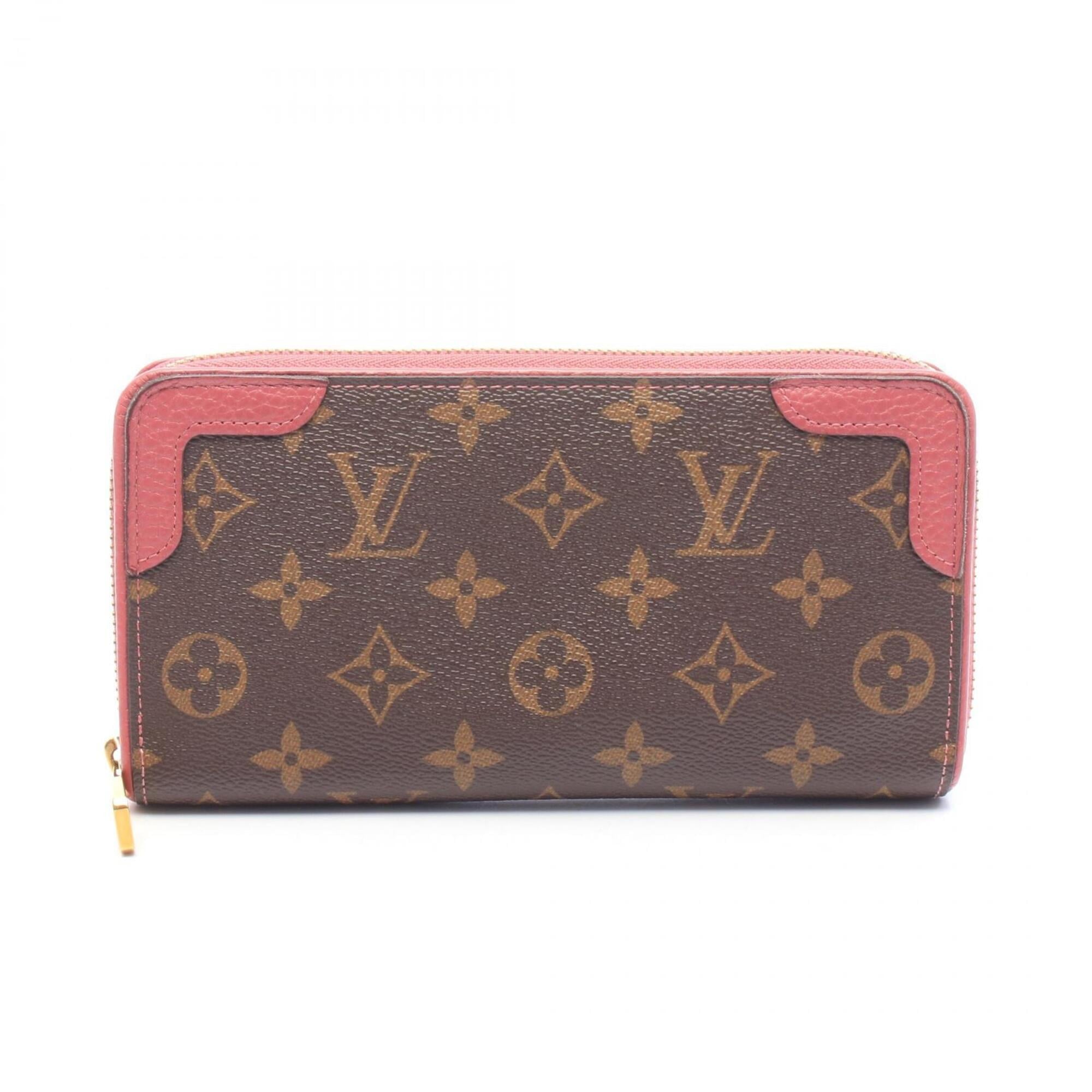 Louis Vuitton Brown Monogram Pink Leather Pvc Long Wallet (Bi-Fold) (Pre-Owned)