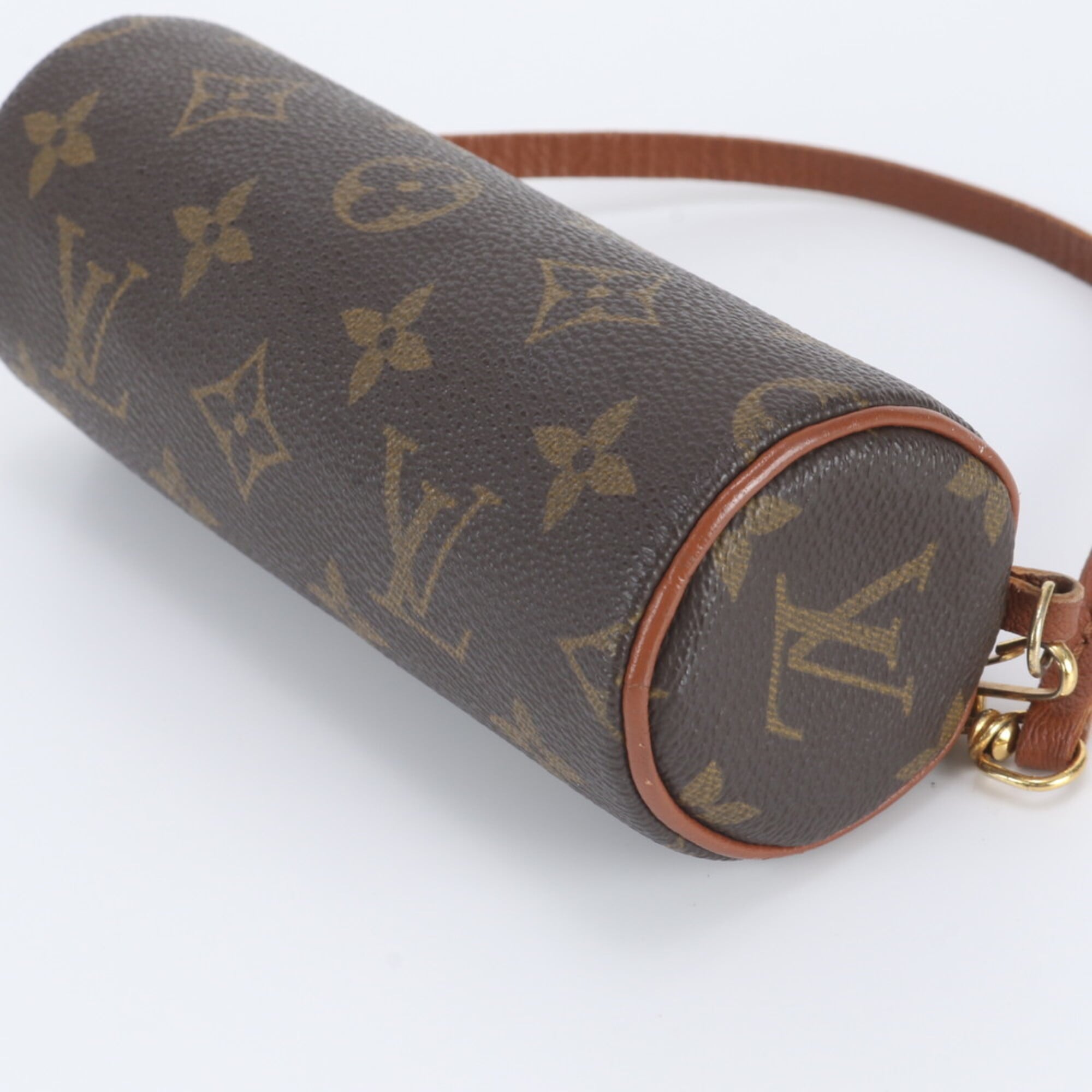 Louis Vuitton Brown Leather Coated Canvas Handbag Pouch (Pre-Owned)