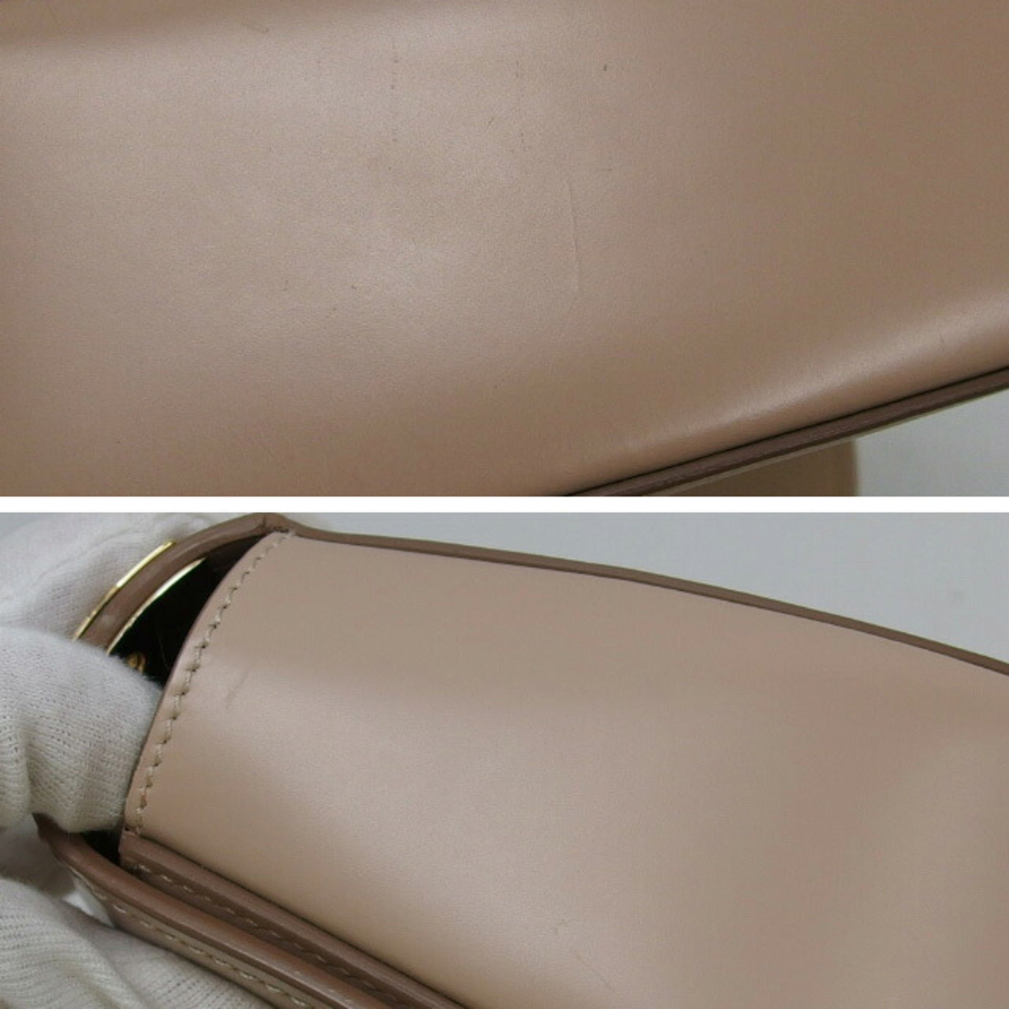 Salvatore Ferragamo Pink Beige Leather Clutch Bag Shoulder Bag (Pre-Owned)