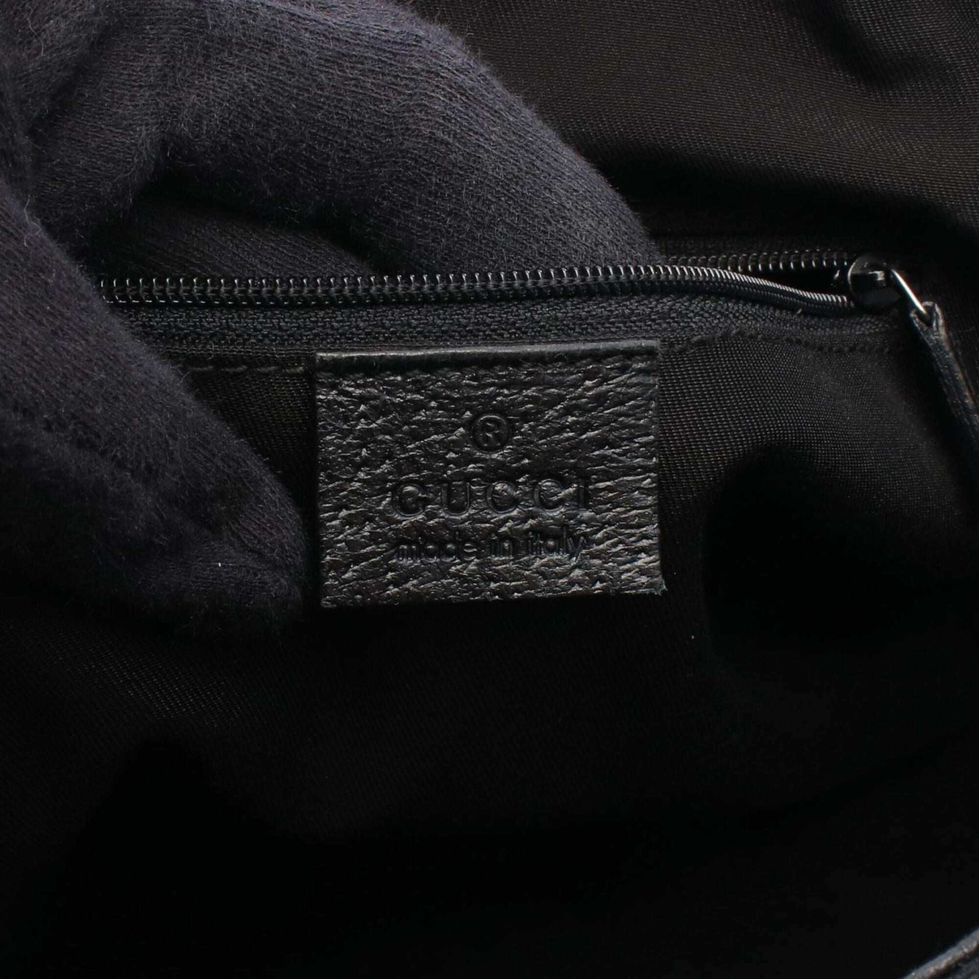 Gucci Black Canvas Leather Handbag Shoulder Bag (Pre-Owned)