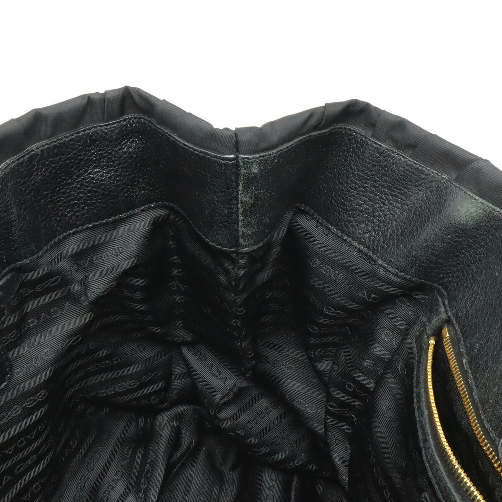 Prada Black Nero Nylon Leather Handbag Tote Bag (Pre-Owned)