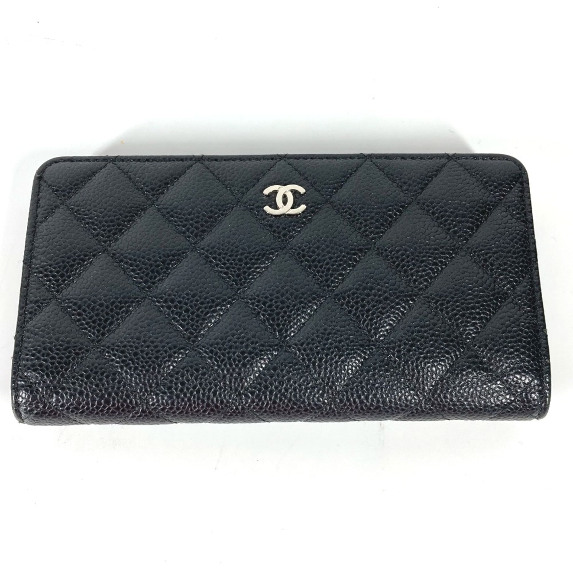 Chanel Black Leather Long Wallet (Bi-Fold) (Pre-Owned)