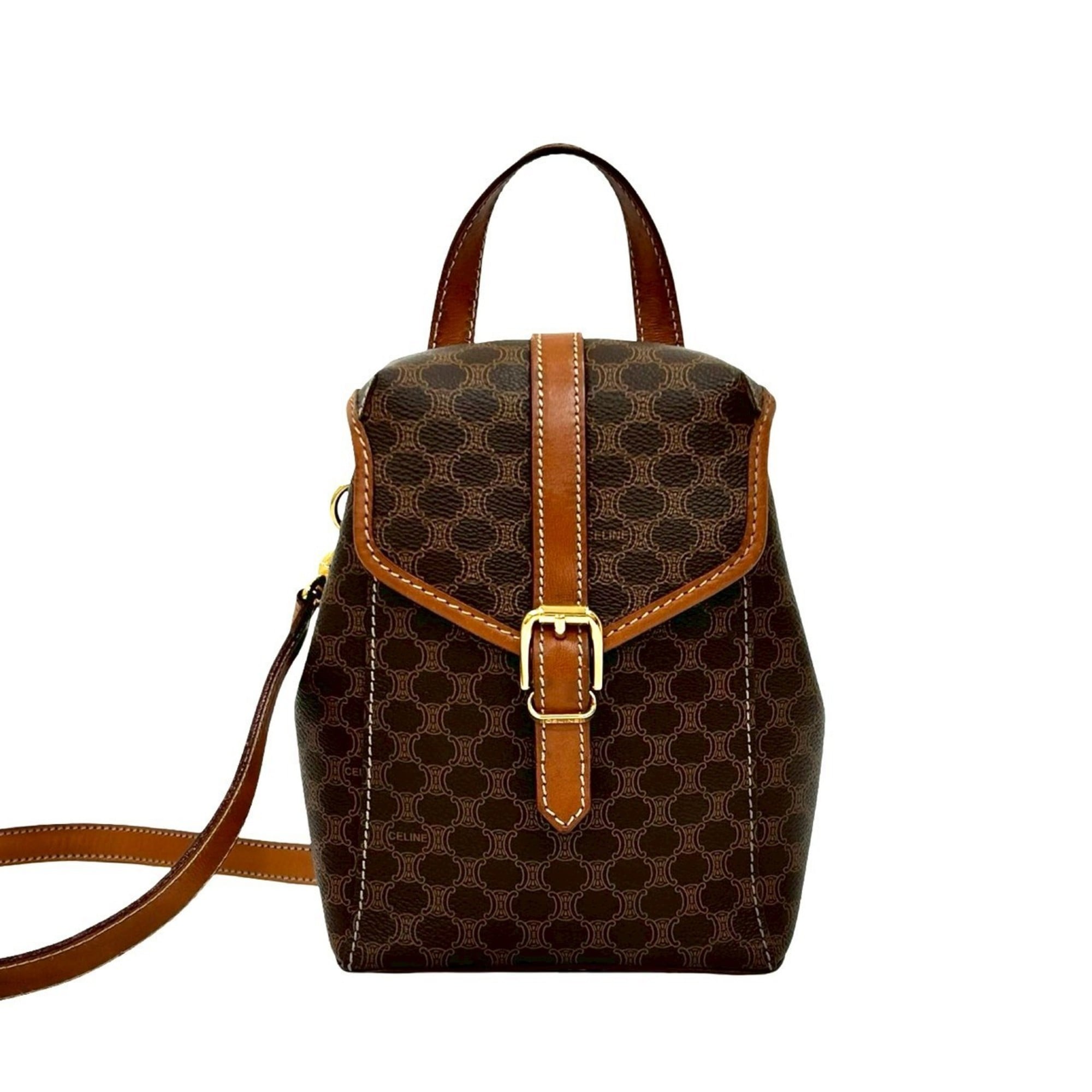 Celine Brown Leather Pvc Handbag Sling Bag (Pre-Owned)
