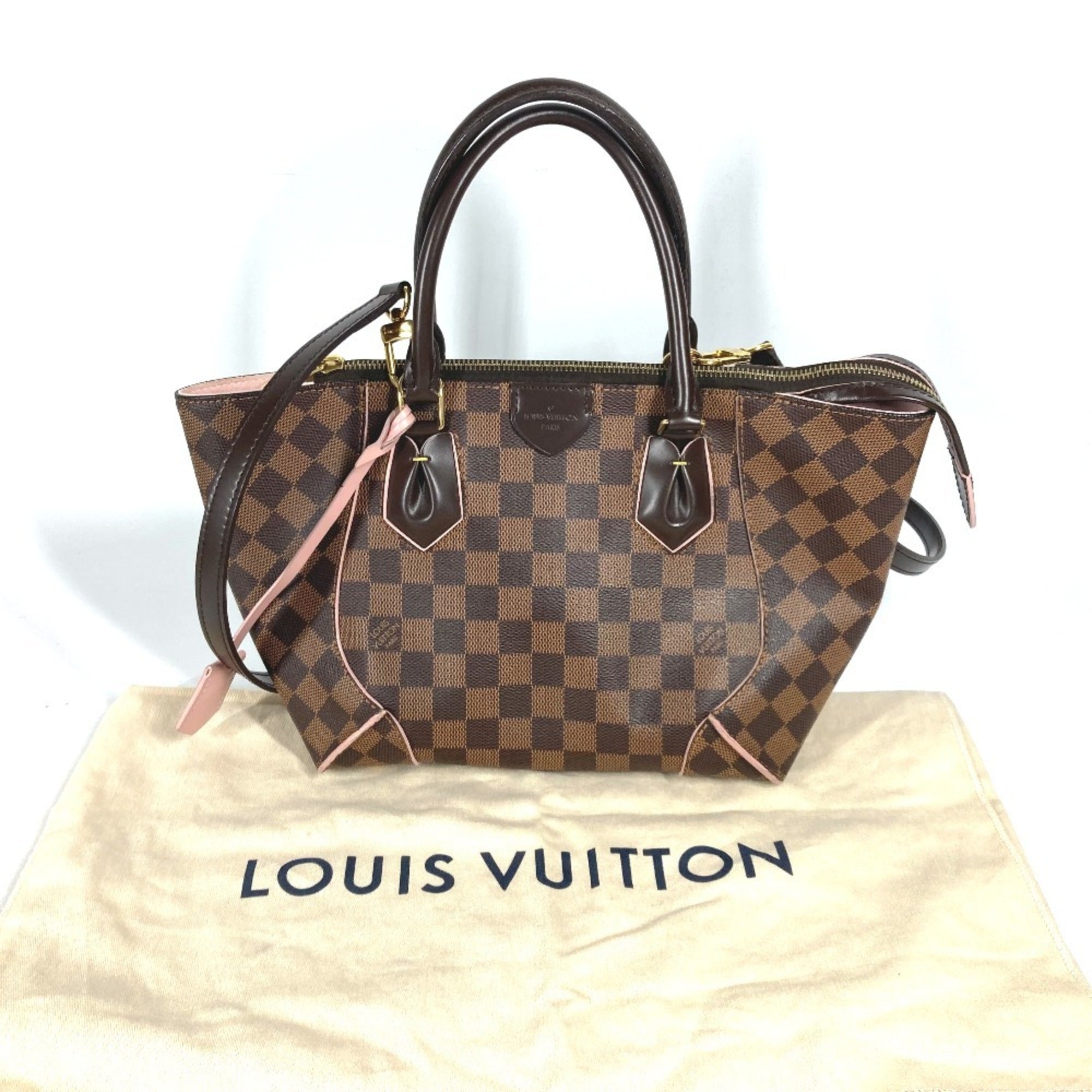 Louis Vuitton Brown Pink Rose Ballerine Damier Canvas Handbag Shoulder Bag (Pre-Owned)