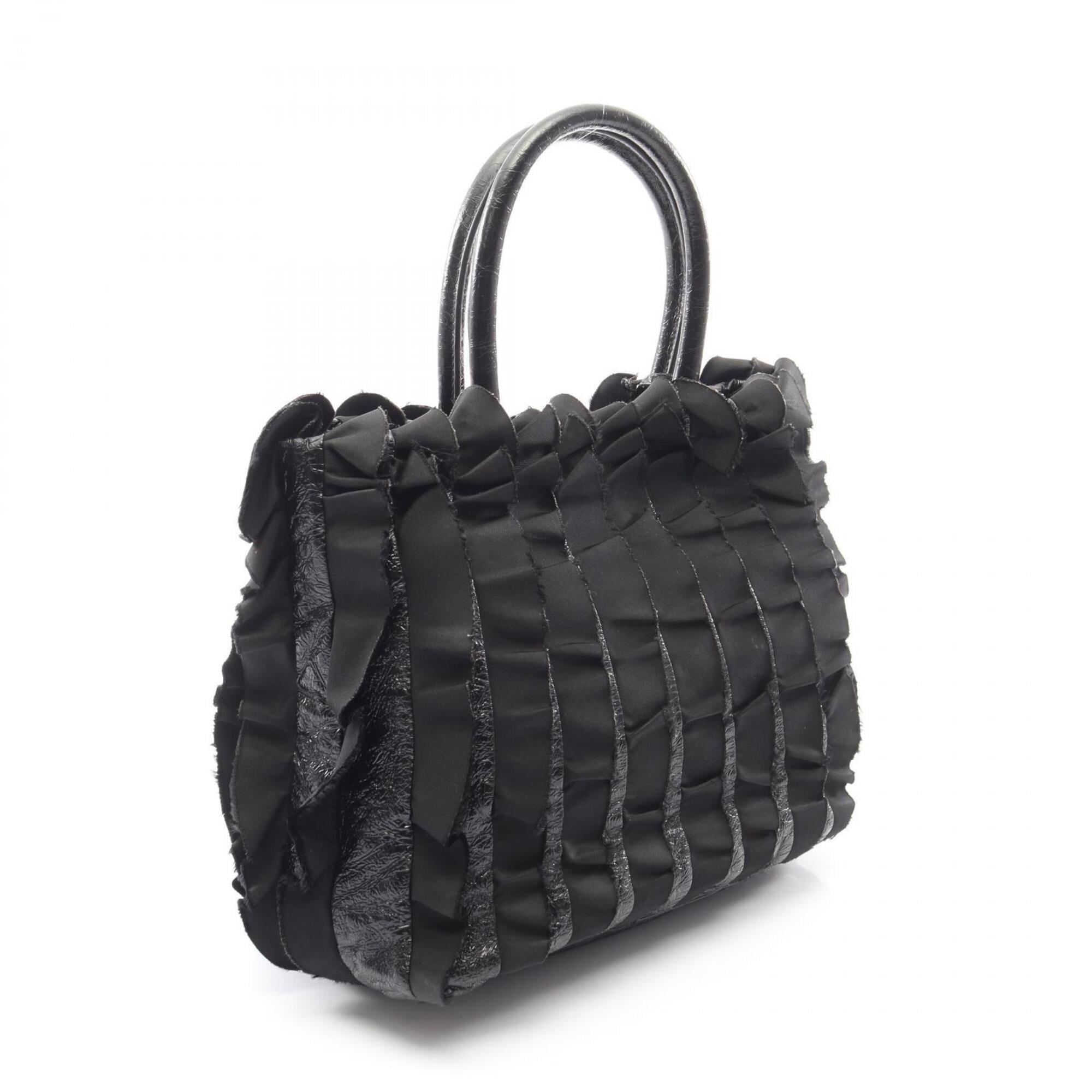Prada Black Nylon Patent Leather Handbag (Pre-Owned)