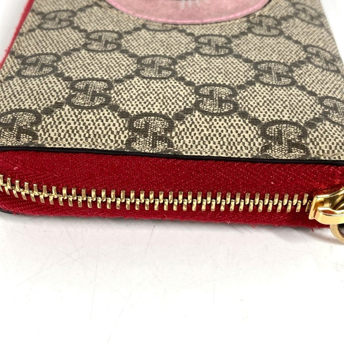 Gucci Beige Red Color Gg Supreme Long Wallet (Bi-Fold) (Pre-Owned)