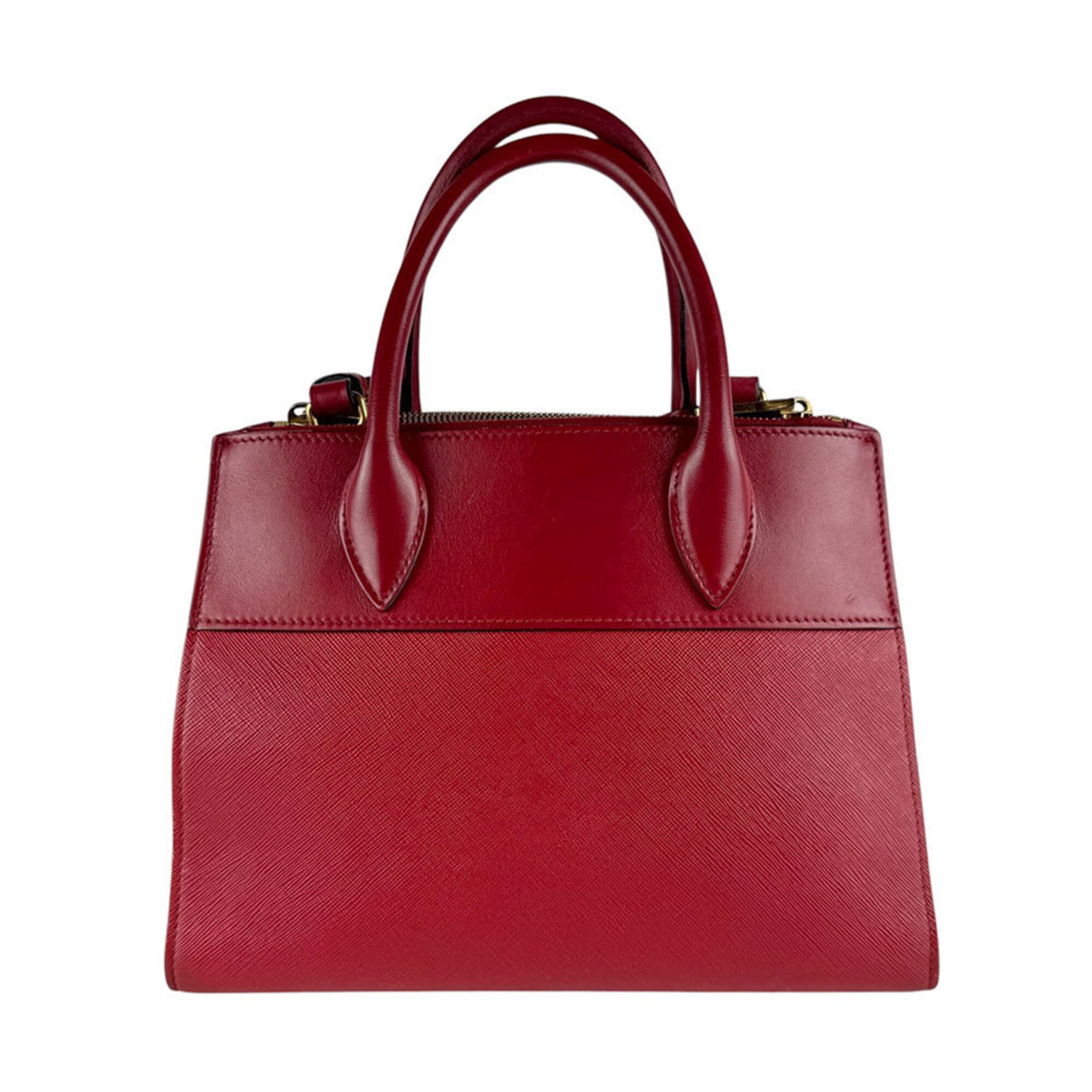 Prada Red Color Leather Handbag Shoulder Bag (Pre-Owned)