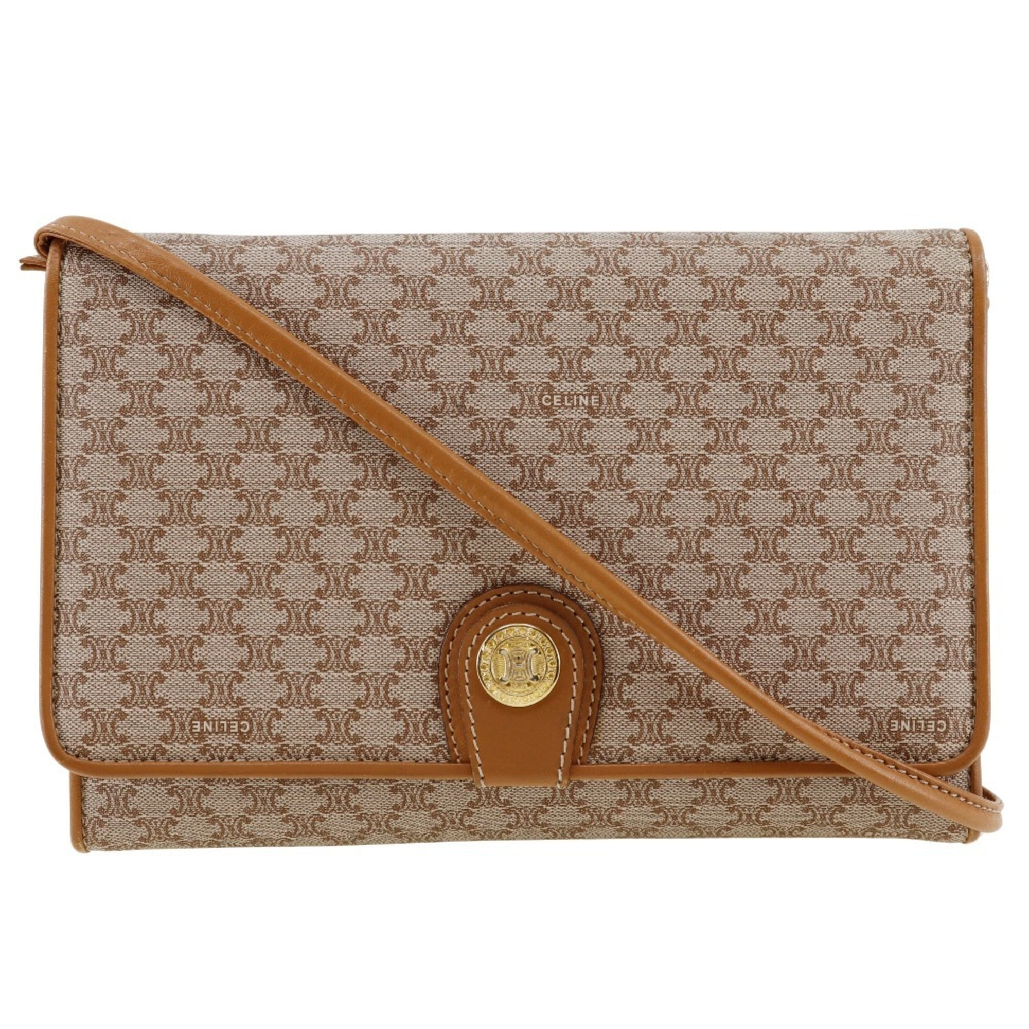 Celine Macadam Beige Pvc Leather Shoulder Bag (Pre-Owned)