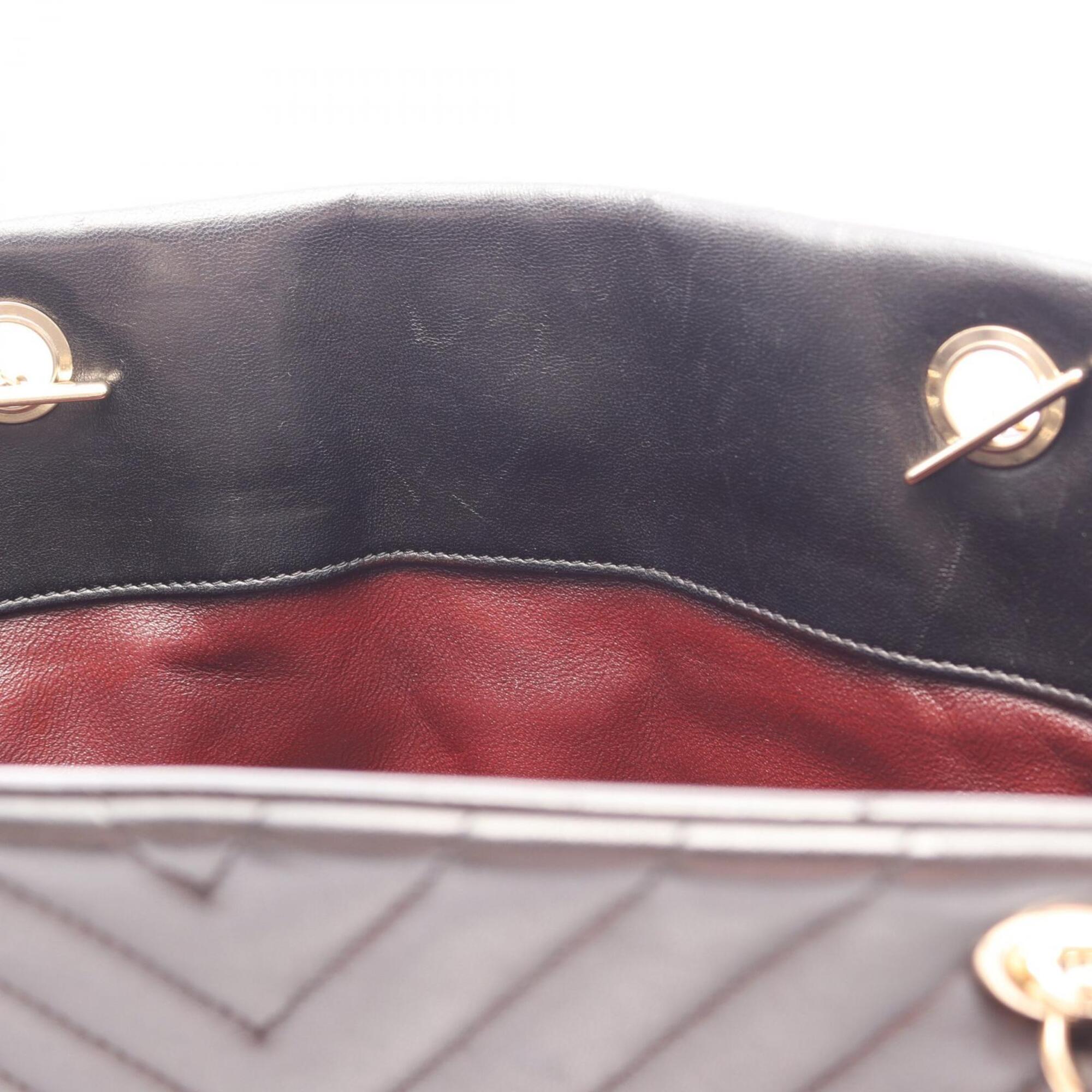 Chanel Black Leather Handbag Tote Bag (Pre-Owned)