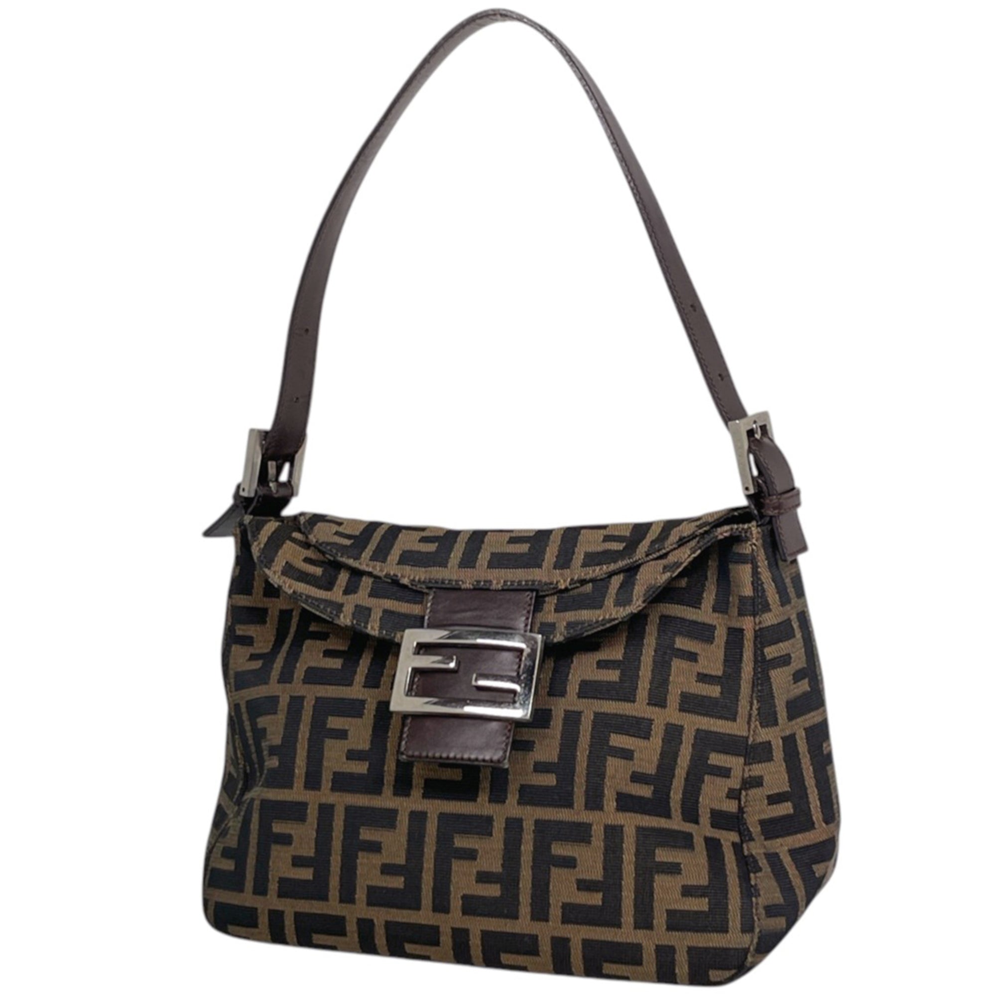 Fendi Brown Canvas Leather Shoulder Bag (Pre-Owned)