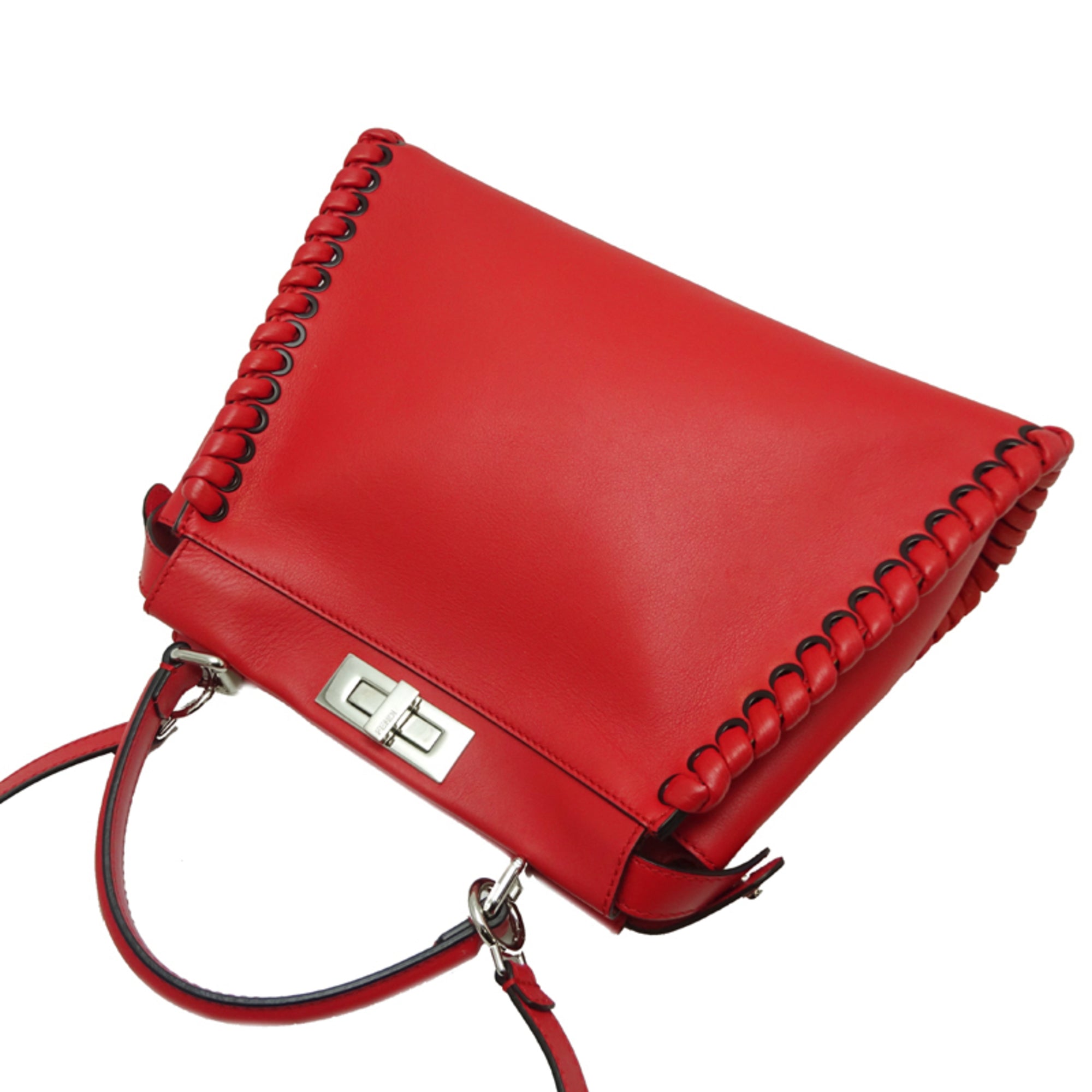 Fendi Red Color Leather Handbag (Pre-Owned)