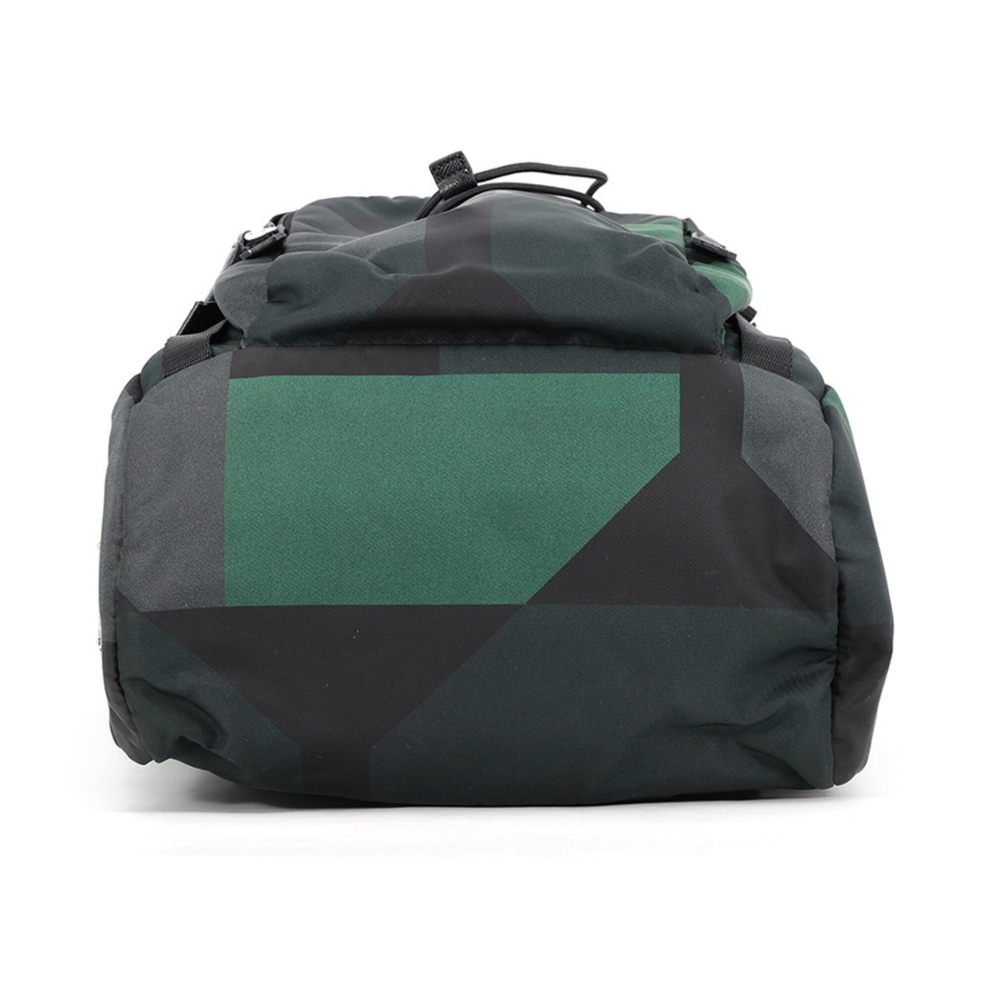 Prada Black Green Nylon Leather Backpack (Pre-Owned)