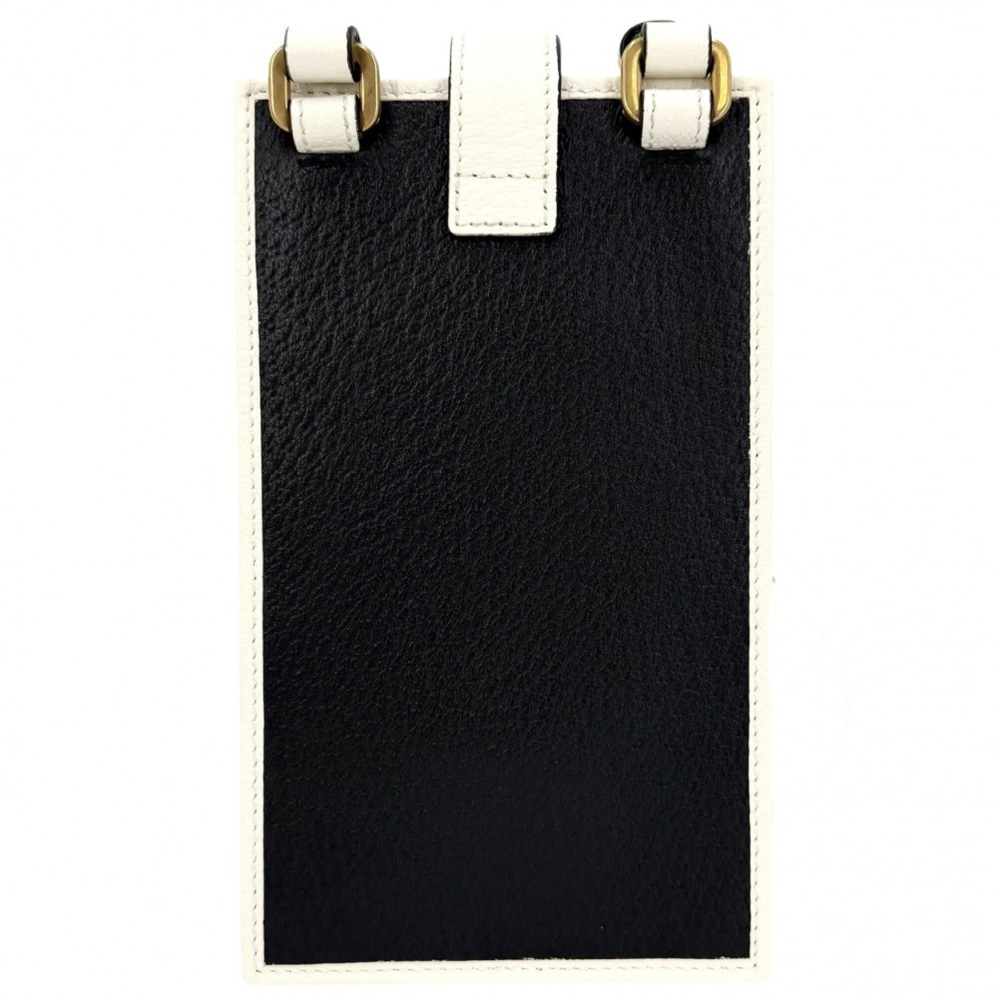 Gucci Black White Leather Shoulder Bag (Pre-Owned)