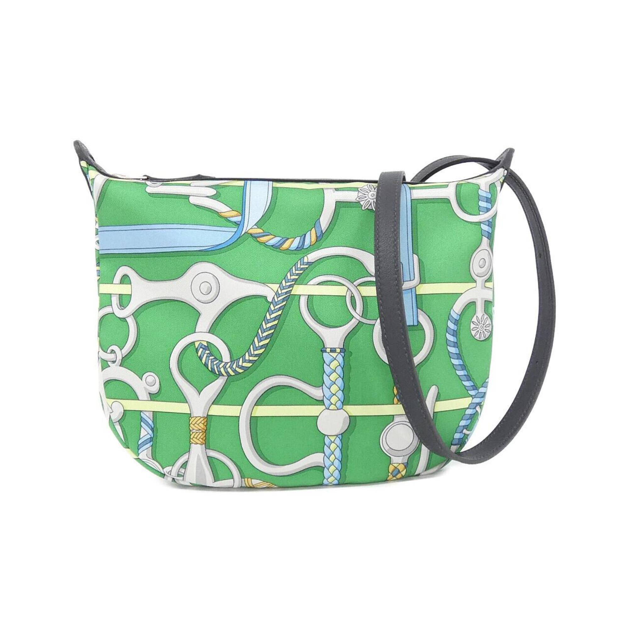 Hermes Celeste Vert Silk Swift Leather Handbag Pouch (Pre-Owned)