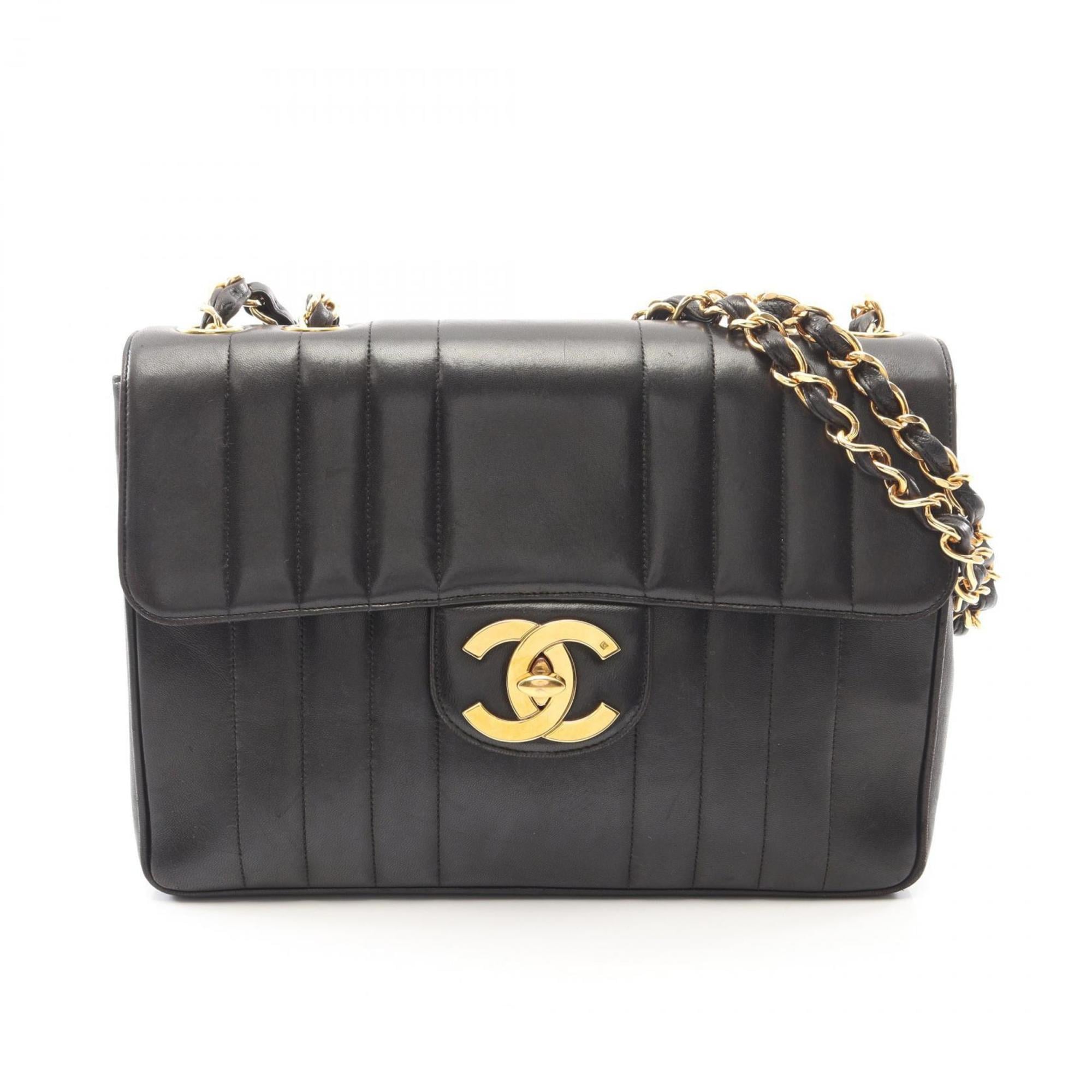 Chanel Black Leather Handbag Shoulder Bag (Pre-Owned)